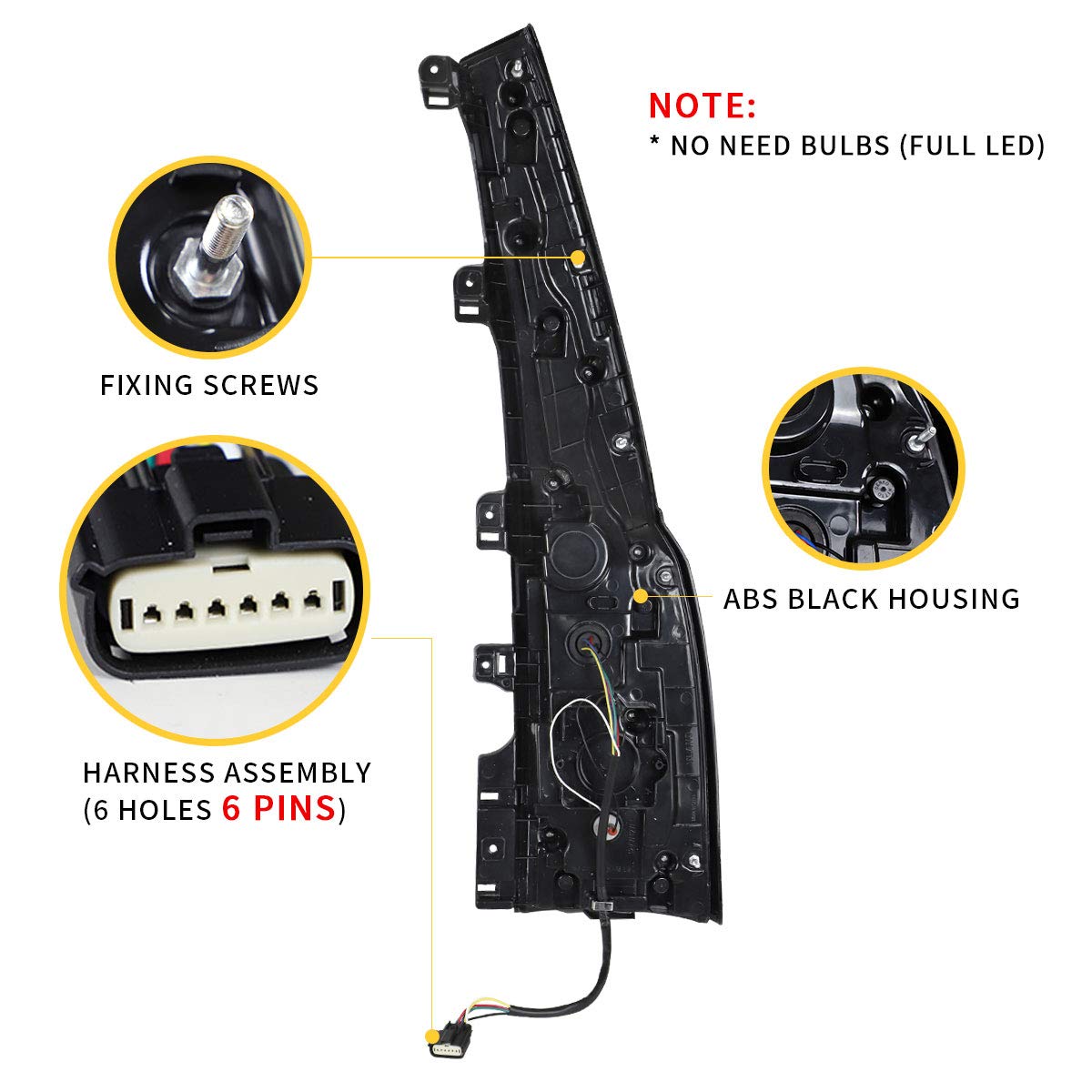 VLAND LED Tail Lights Assembly for GMC Yukon 2015-2020 - Plug & Play Rear Lamps with Amber Turn Signal - Driver & Passenger Side (Red & Clear) - YAB-GMC-0268 - Upgrade Your Truck for Night Driving & Enhanced Safety