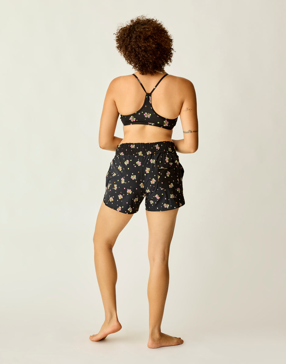 Bali Shorts for Women - Black Floral Print High Waist Summer Shorts | Casual Beachwear, Vacation Outfit, Lounge Wear