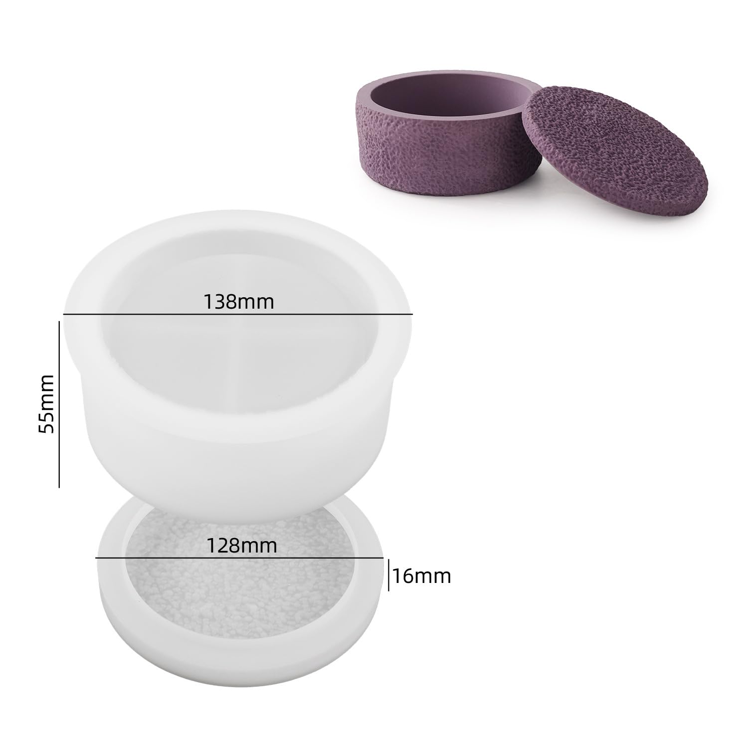 Silicone Candle Jar Molds Set with Lids - Round Concrete Stripe Candle Vessels & Storage Box for DIY Candle Making, Home Decor & Gift Packaging (A-Rough) | Perfect for Handmade Candles, Bathroom Storage & Decorative Containers