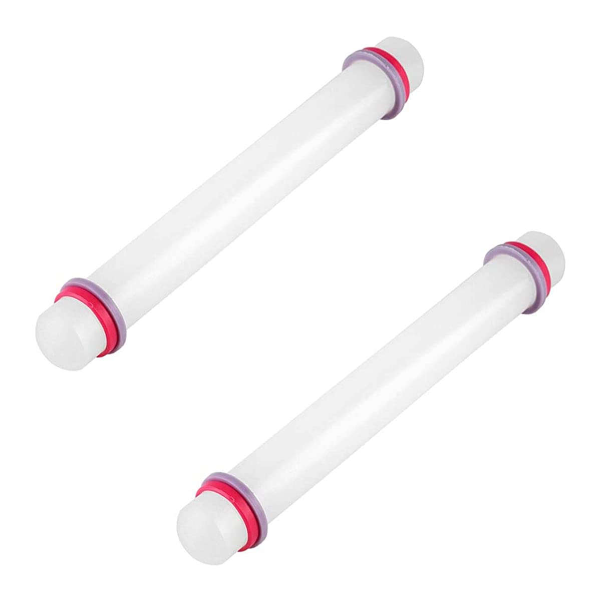 2-Pack Non-Stick 9-Inch Adjustable Rolling Pin with Removable Rings - Perfect for Baking Dough, Pizza, Pastries, Pasta, Cookies & Dumplings - Ideal for Home Bakers & Professional Chefs