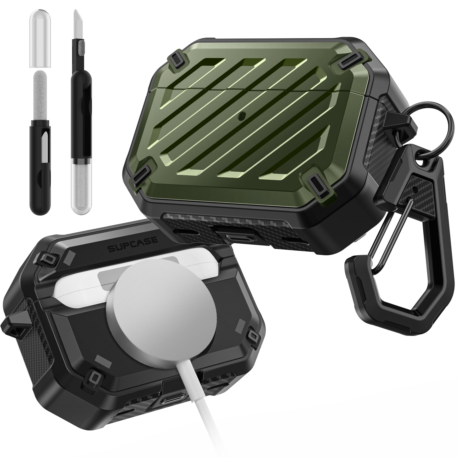 Unicorn Beetle MagSafe Compatible Case for AirPods Pro 1st & 2nd Generation - Shockproof Protective Cover with Wireless Charging, Dark Green - Perfect for Gym, Travel & Everyday Use