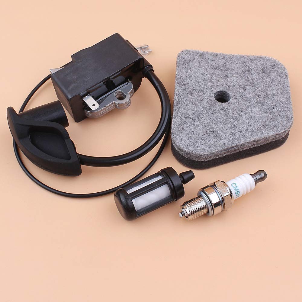STIHL FS90 FS100 FS110 FS130R KM90 HL95 HL100 HT100 HT101 Trimmer Ignition Coil Air Filter Spark Plug Replacement Parts - Compatible with Lawn Care, Landscaping & Garden Maintenance Equipment