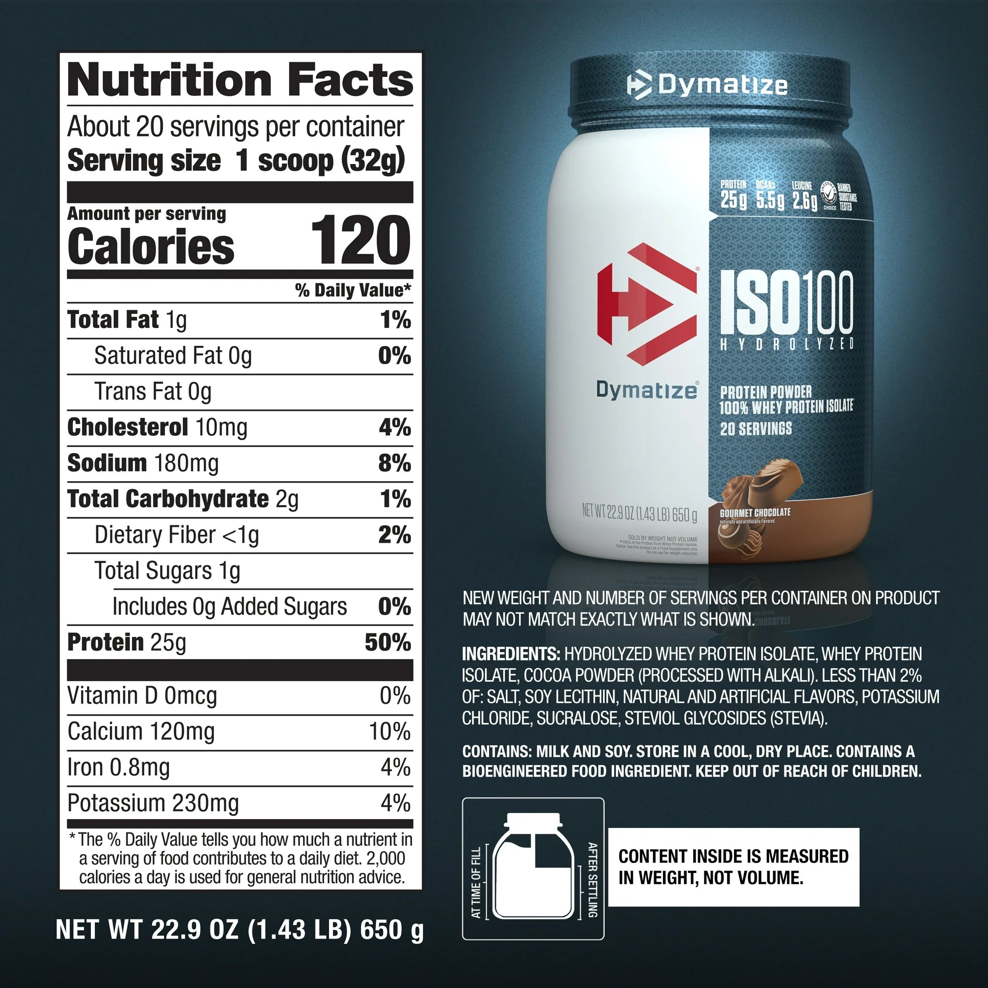 Dymatize ISO 100 Hydrolyzed Whey Protein Powder - Fast Absorbing Muscle Recovery for Athletes & Bodybuilders - Post Workout & Gym Nutrition Supplement