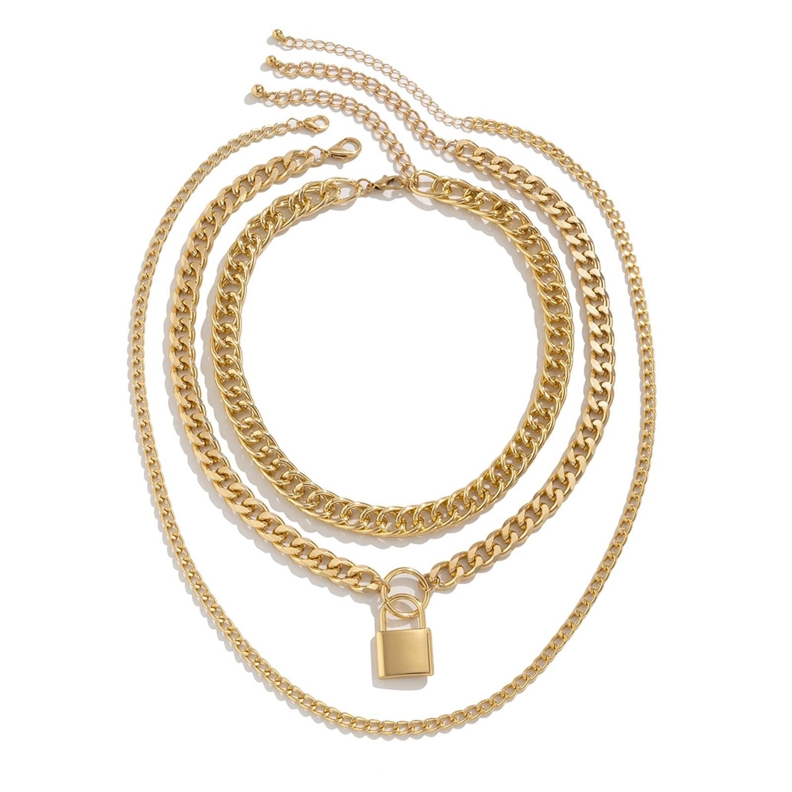 Hoisy Multi-Layered Necklace for Women - Elegant Lock Pendant Fashion Jewelry for Girls & Women | Perfect for Parties, Dating & Daily Wear