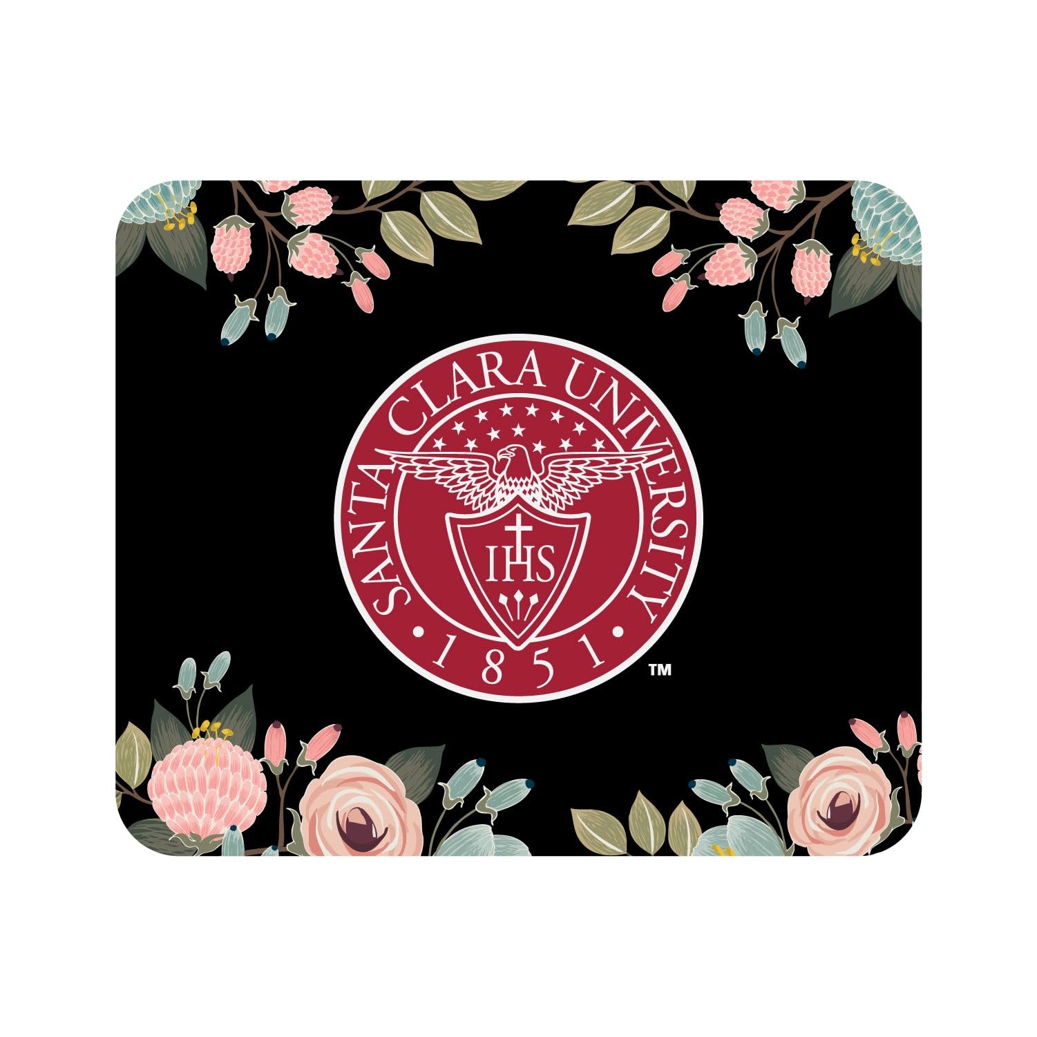 Premium Mouse Pad for Santa Clara University Fans - Soft Fabric, Non-Slip Base, Floral Pink Design - Perfect for Office, Gaming & School Laptop Use