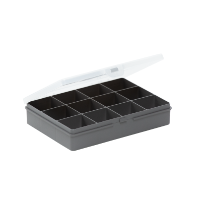2.03 Organizer Box 19cm with 12 Compartments - Grey Storage Solution for Office, Craft Supplies & Home Organization