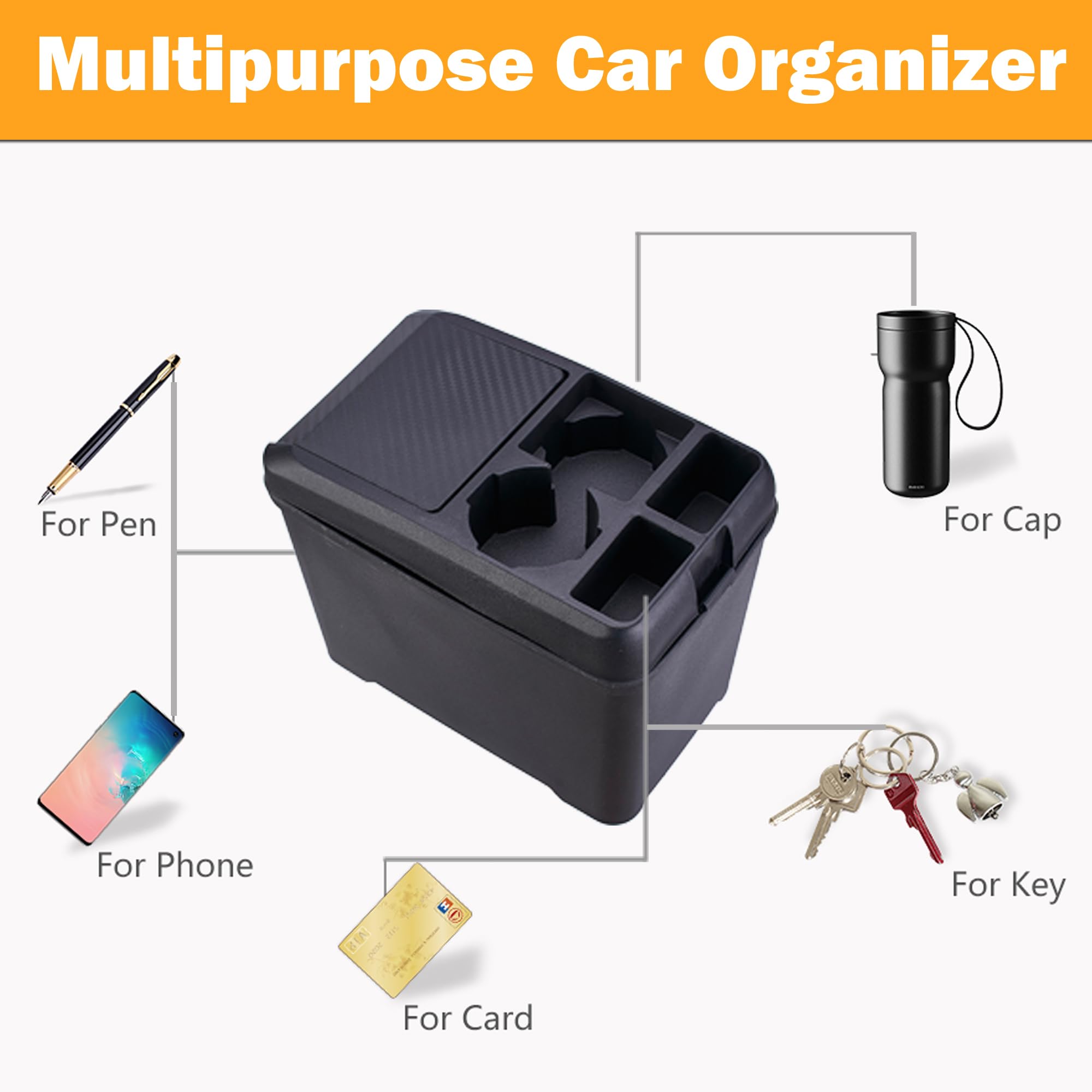 Car Trash Can with Lid - Multi-Function Vehicle Waste Bin & Storage Organizer for Cup Holders - Perfect for Road Trips, Commuting and Keeping Your Car Clean