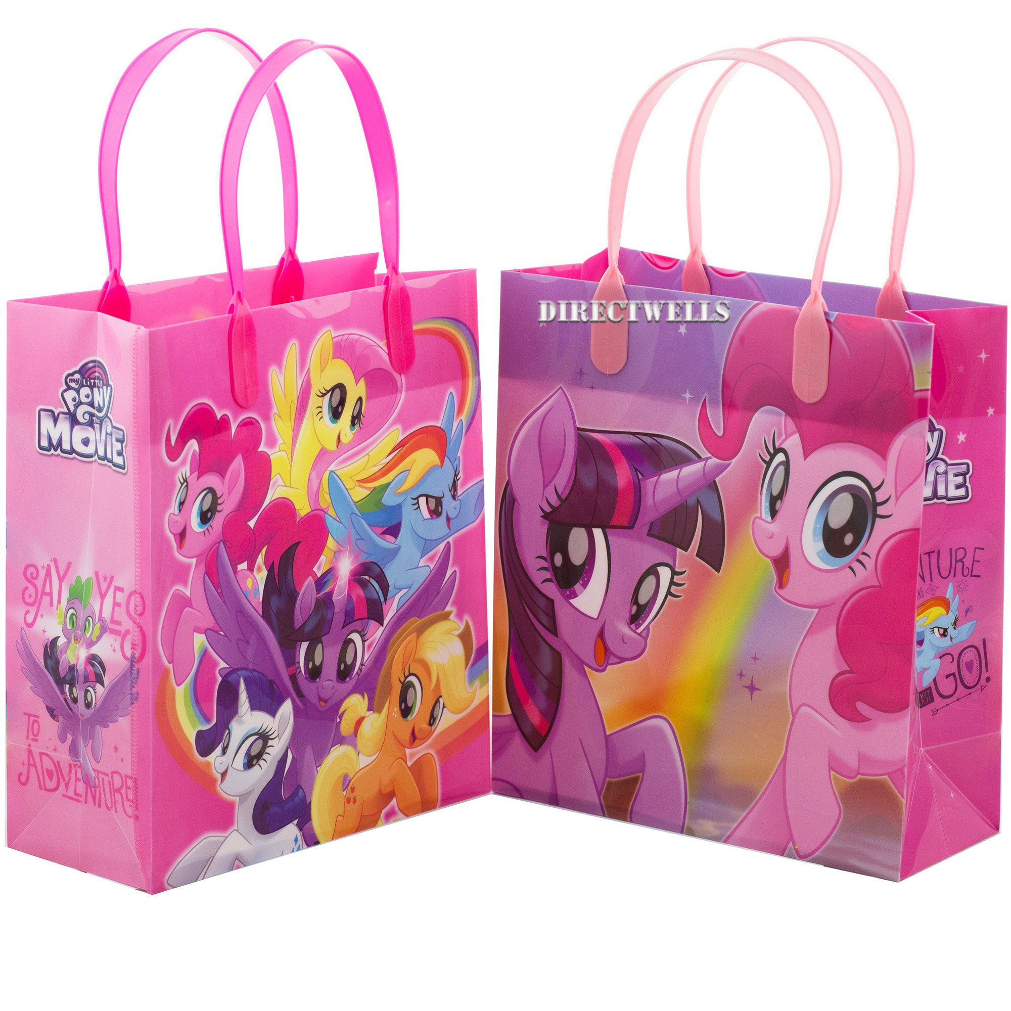 Little Pony Join The Fun - 12 Pack Licensed Reusable 8 Inch Medium Party Favor Bags for Birthday, Baby Shower & Holiday Gift Giving