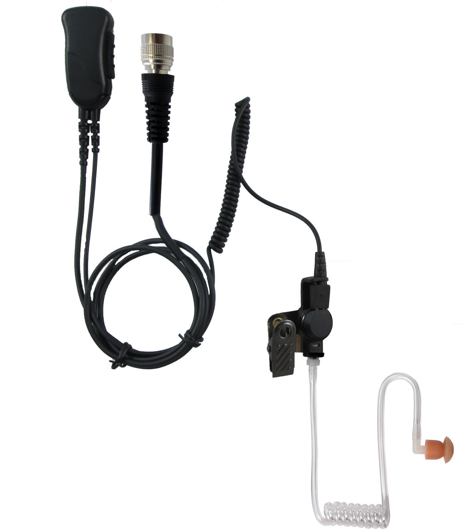 Pryme SPM-1305 QD Quick Release Police Headset with PTT Button - Compatible with Motorola, Icom, Kenwood, Vertex, Hyt - Perfect for Law Enforcement, Security, and Tactical Communication