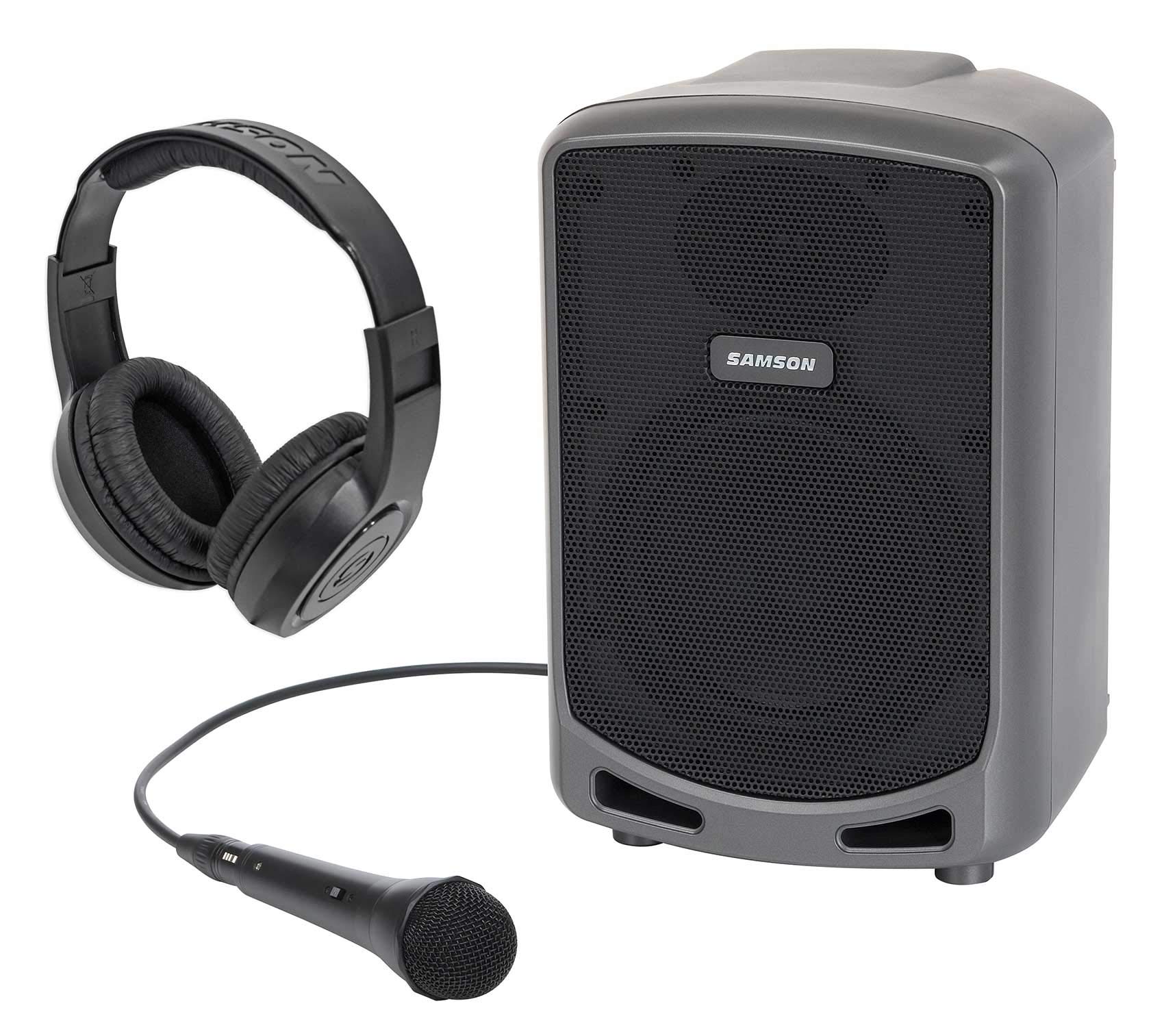 Samson Expedition Express+ Portable PA Rechargeable Speaker with Microphone & Headphones - Perfect for Outdoor Events, Parties, and Professional Performances