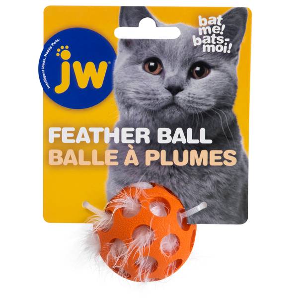JW Cataction Interactive Feather Ball Cat Toy - Fun Teaser Wand with Bell for Kittens & Adult Cats - Perfect for Playtime, Exercise & Bonding (Indoor & Outdoor Use)