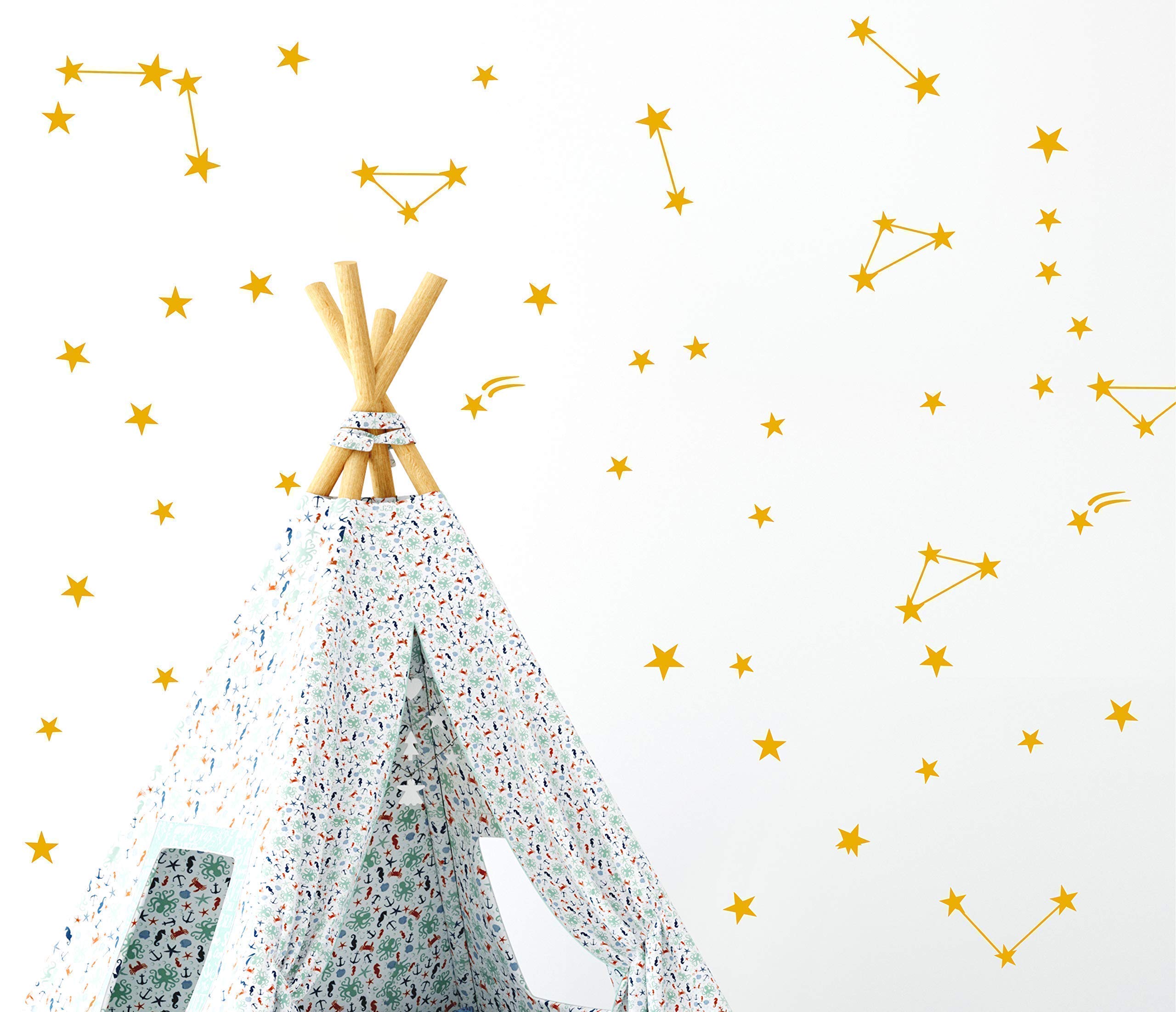 Gold Constellation Wall Decals - 104 Star Stickers for Nursery & Room Decor - Milky Way Theme