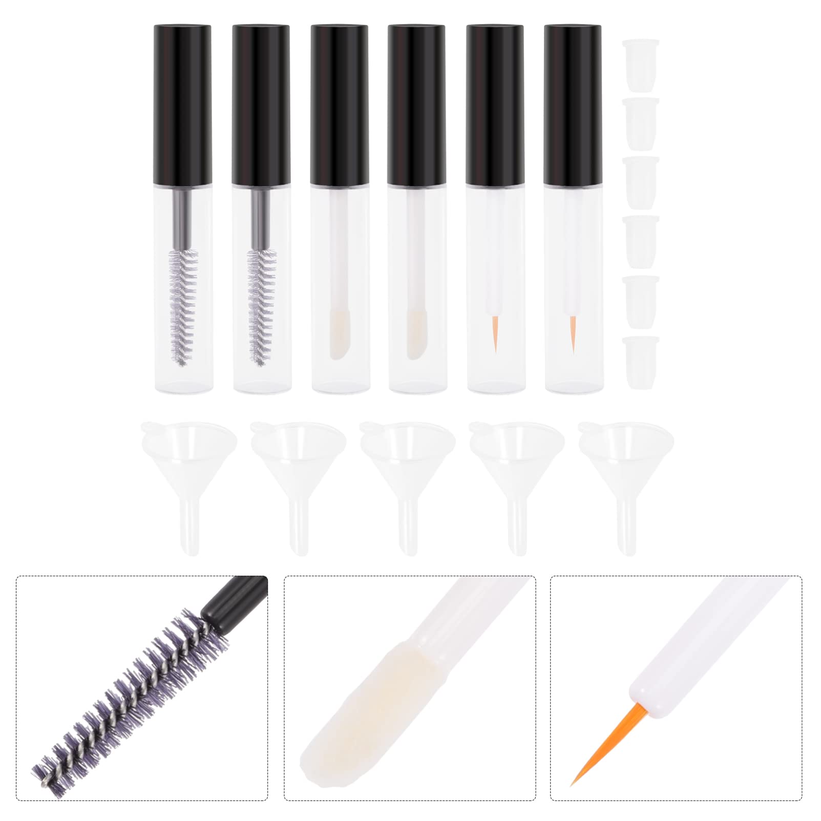 LALAFINA 12pcs Empty Lip Gloss Tubes with Lash & Eyebrow Brushes - Refillable Cosmetic Containers for DIY Lip Gloss, Eyeliner & Makeup - Perfect for Home, Salon & Travel Beauty Kits