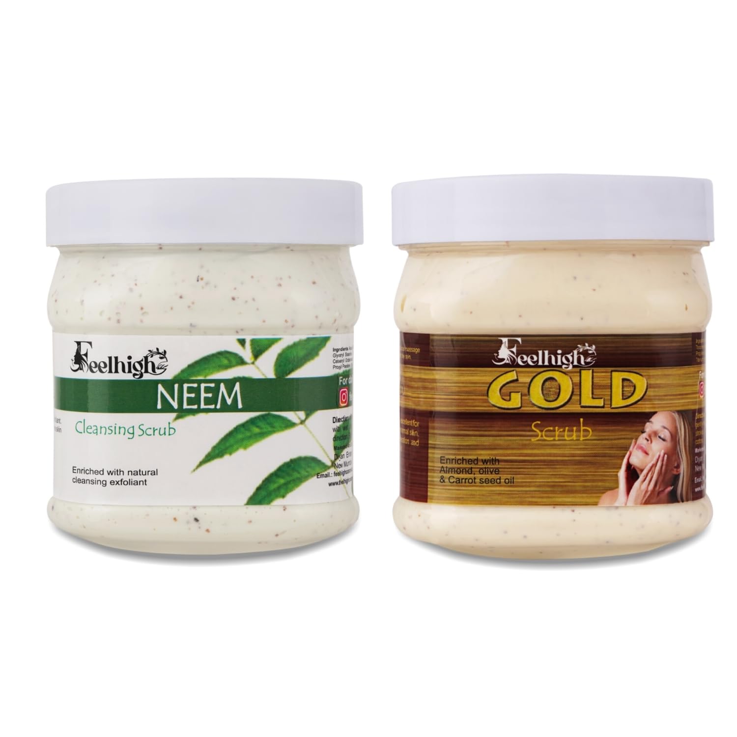 Neem & Gold Face & Body Scrub for Deep Cleansing & Skin Brightening - 500ml Natural Exfoliator with Neem Extract for Men & Women | Daily Skincare & Spa Treatment