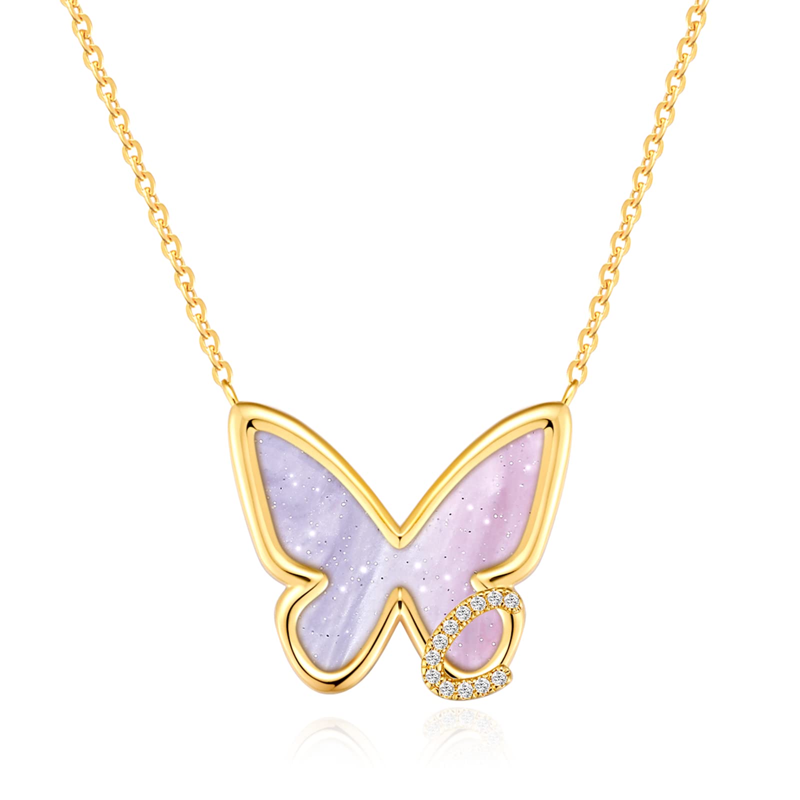 Butterfly Initial Necklace - 14K Gold Plated Personalized Name Pendant, Trendy Women's Jewelry Gift for Birthday, Anniversary & Valentine's Day | Cute Butterfly Charm Necklace for Everyday Wear & Special Occasions