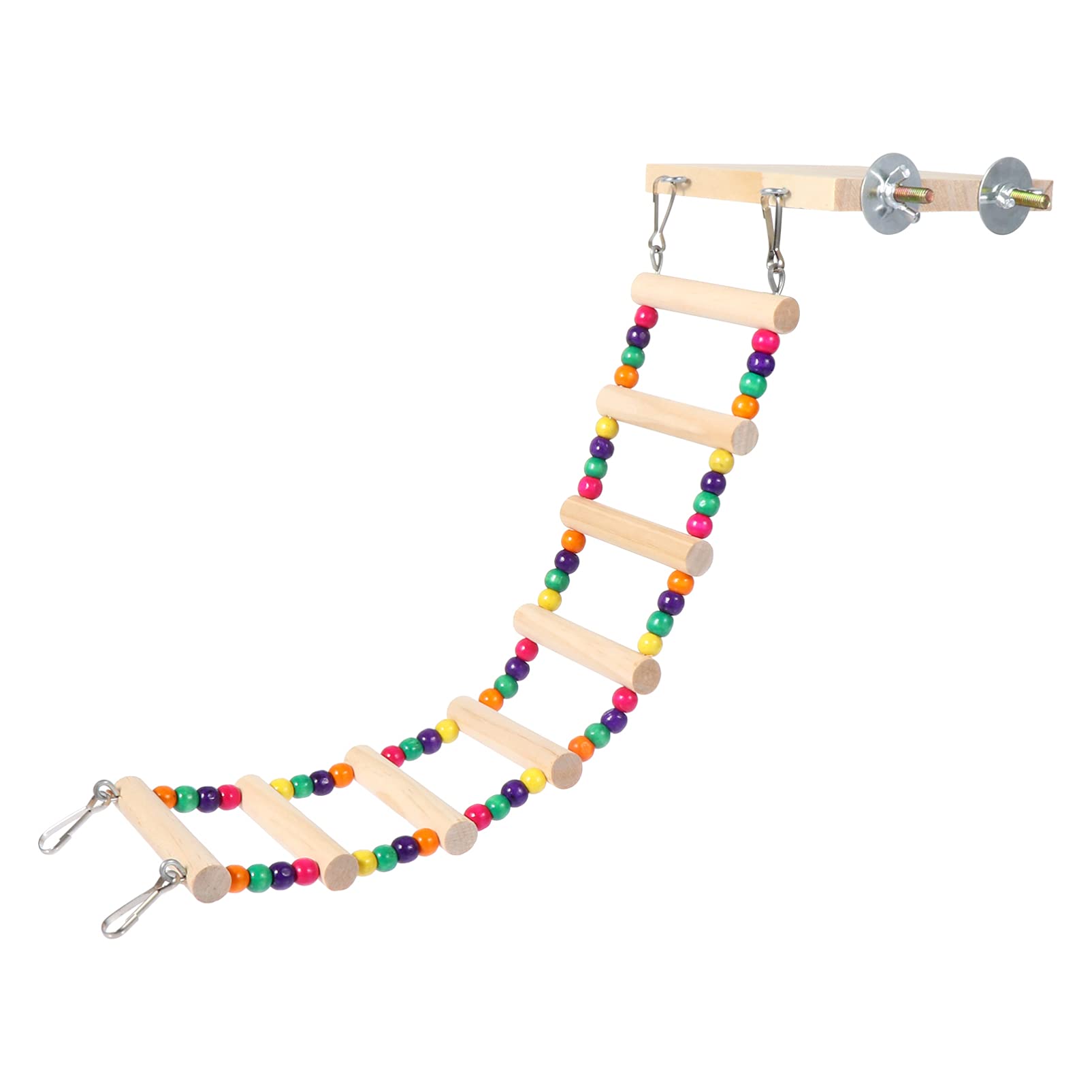 Balacoo Wooden Parrot Ladder Platform - Bird Chew Toy, Perch Stand & Small Pet Playground for Parrots, Budgies, Rabbits & Hamsters | Durable Natural Wood Bird Biting Toy for Cage Climbing, Exercise & Playtime Fun