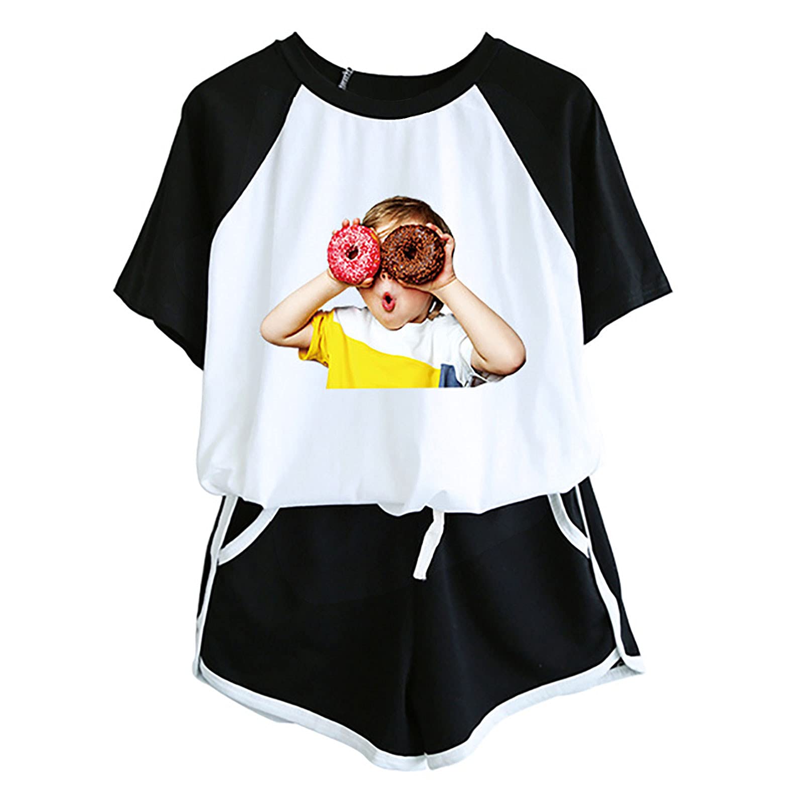 Women's Athletic Shorts & T-Shirt Set - Breathable Soccer Shorts with Drop Sleeve Top for Sports & Casual Wear | Perfect for Soccer, Running, Gym & Summer Outfits