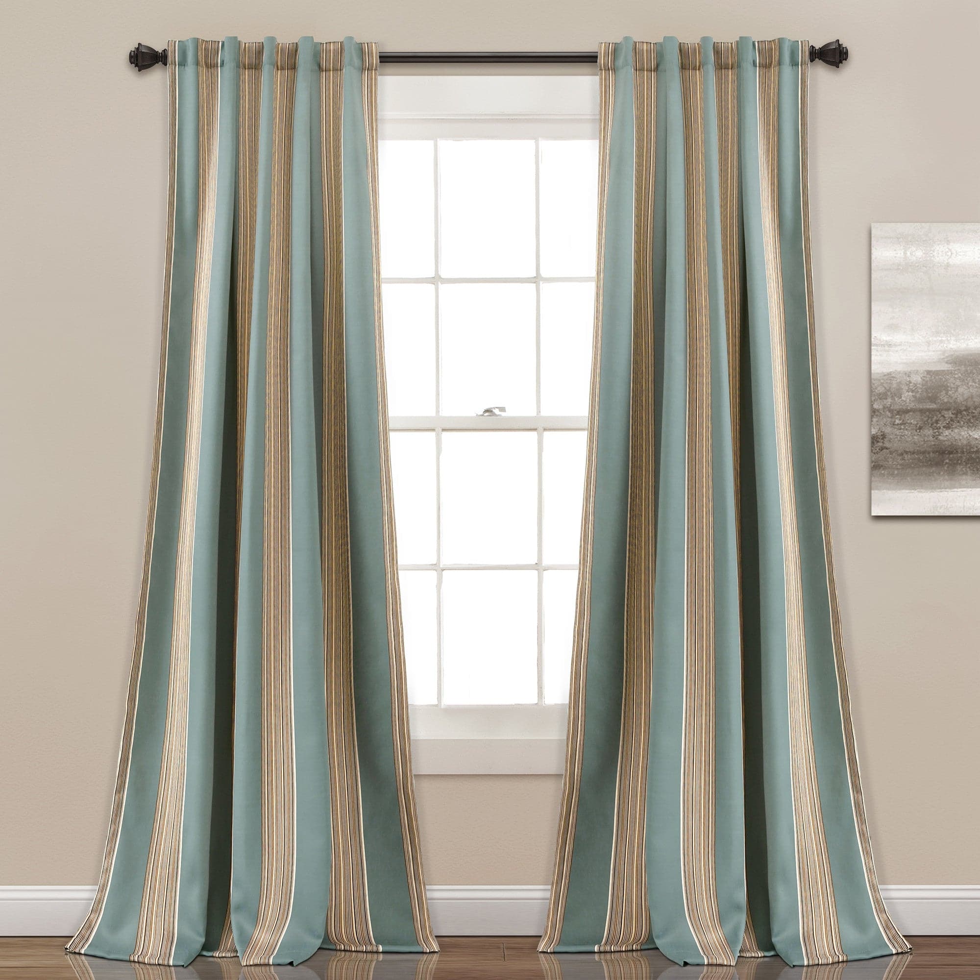 Julia Stripe Light Filtering Window Curtains Set - Soft Sheer Drapes for Living Room, Bedroom & Nursery - Blackout & UV Protection