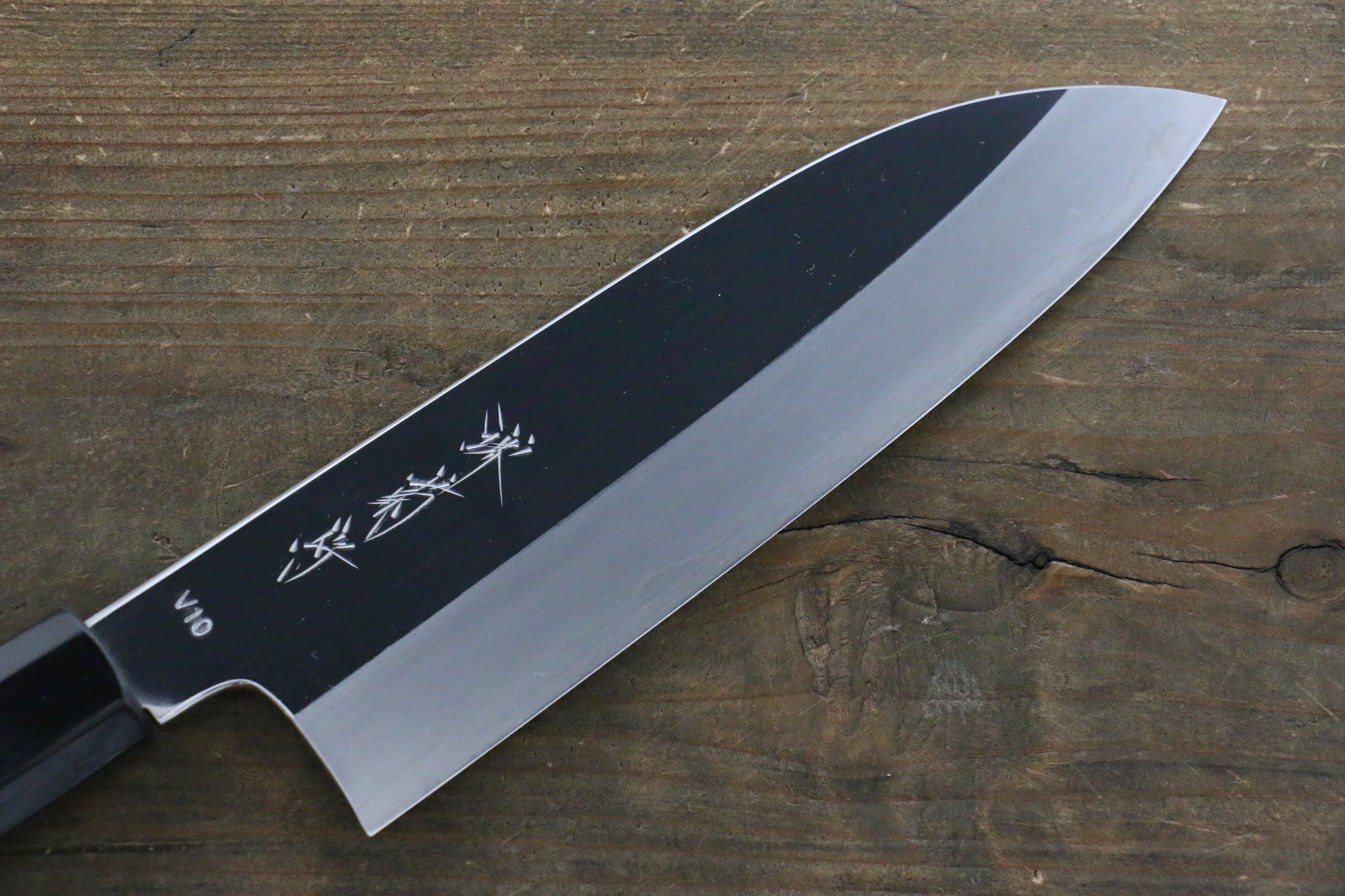 Premium Kikumori VG10 Santoku Knife 180mm - Japanese Chef Knife with Mirrored Finish & Ebony Handle - Perfect for Slicing, Dicing, and Chopping Vegetables, Meat, and Fish