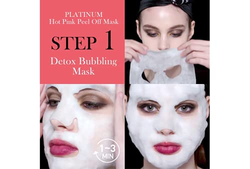 Double Dare Platinum Hot Pink 3-in-1 Facial Mask Kit - Detoxify, Soothe & Hydrate Skin with Rose Centifolia & Collagen (20 Sheets) | Perfect for Spa Night, Self-Care Routine & Glowing Skin Treatment