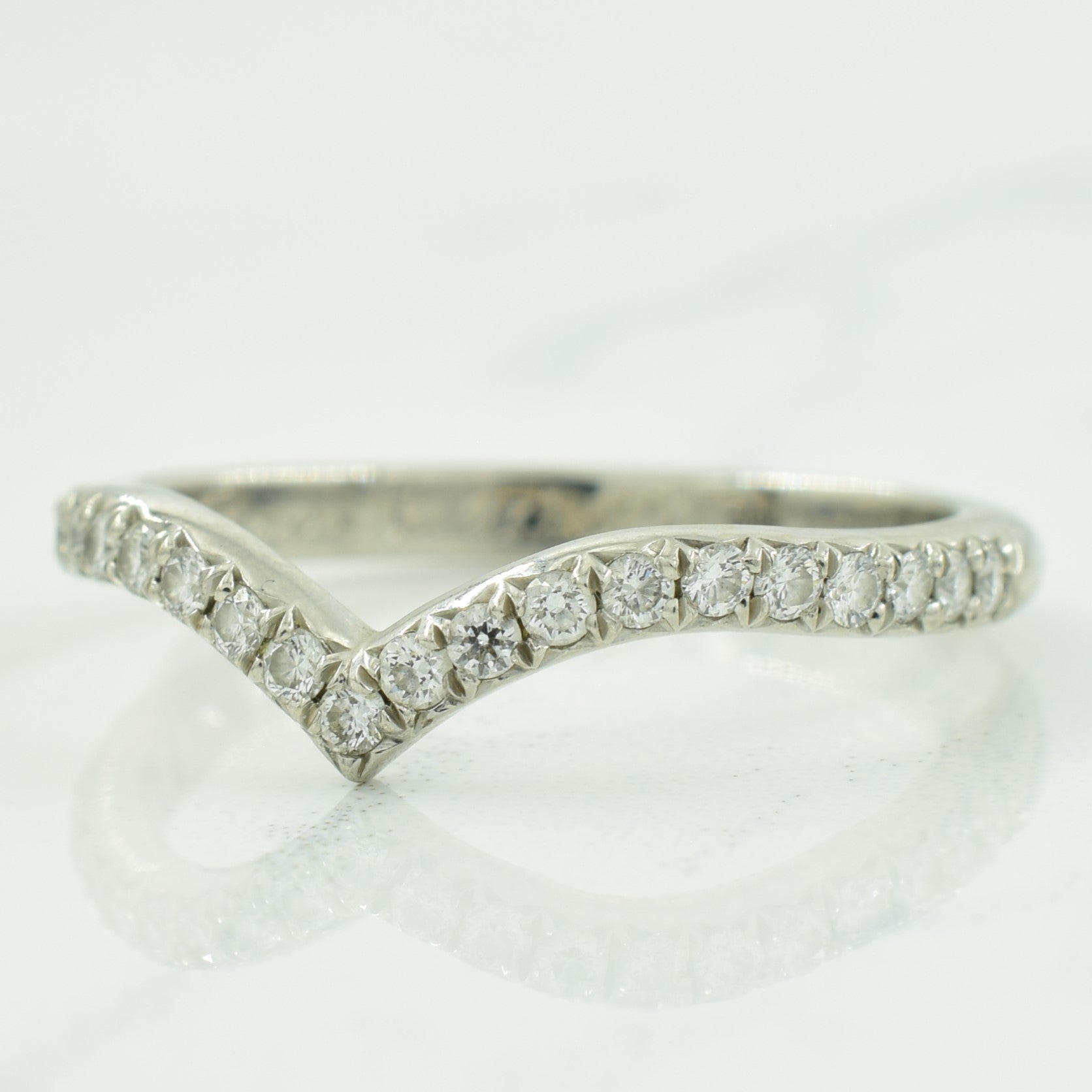 Tiffany & Co Platinum Diamond Chevron Ring 0.21ctw Size 5.5 - Elegant Wedding Band, Anniversary Gift, or Special Occasion Jewelry for Women