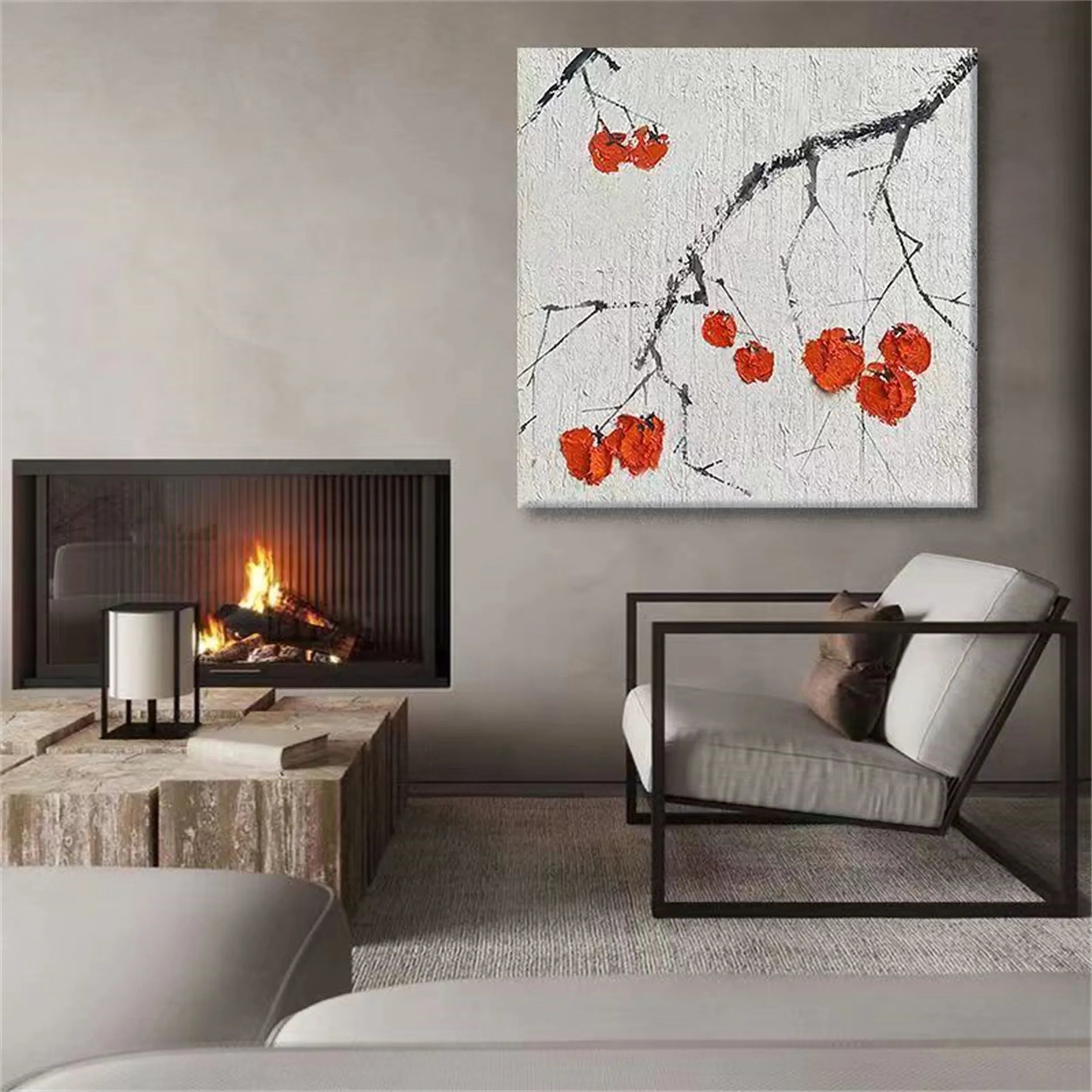 Flower and Tree Painting #FT063 - Handmade Canvas Wall Art for Home Decor, Office, Living Room & Bedroom