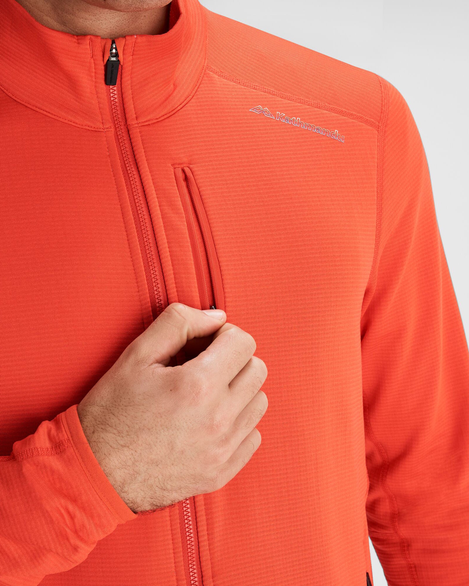 Men's Seeker Fleece Jacket - Warm Winter Outdoor Jacket for Hiking & Camping | Hut Orange Color | Perfect for Cold Weather Adventures