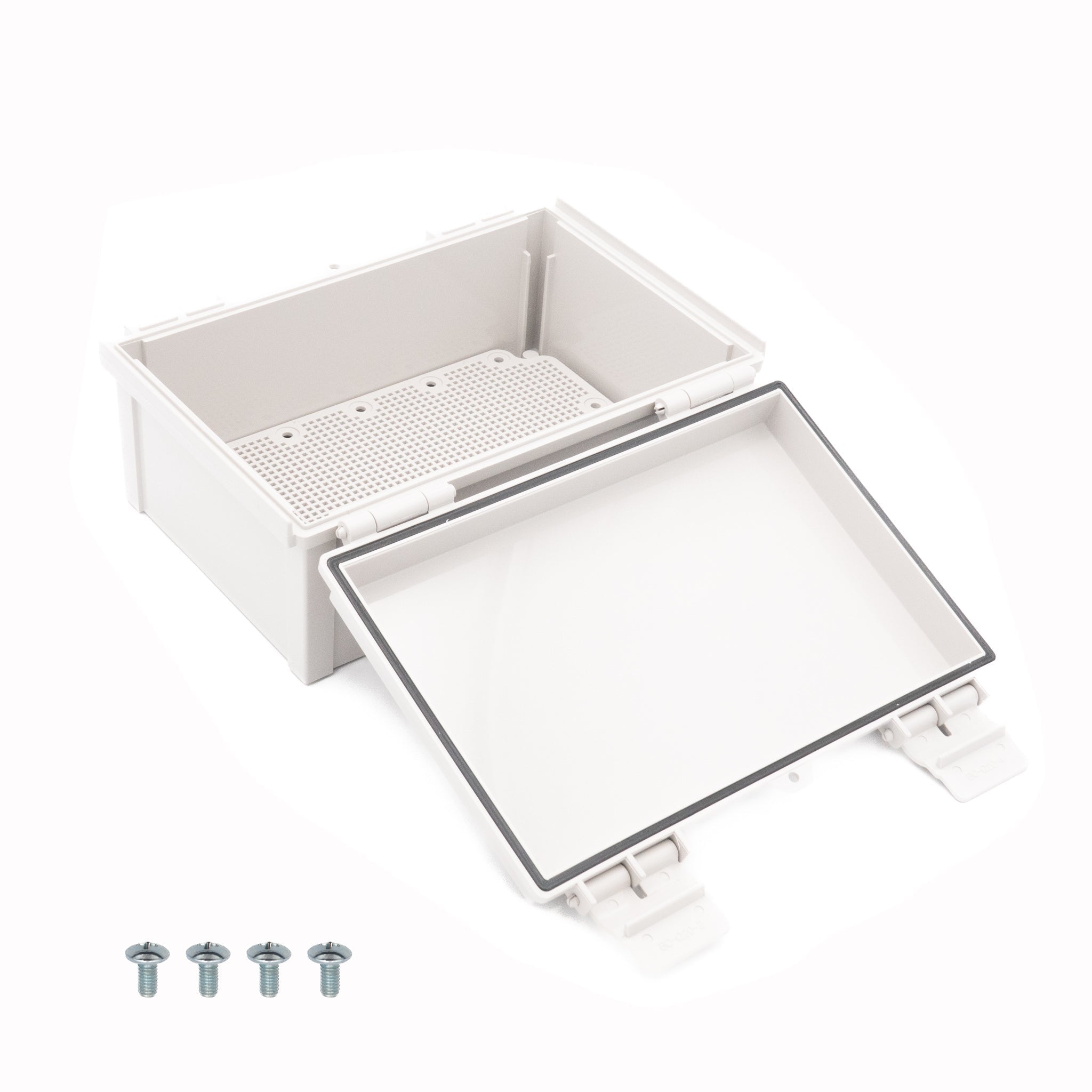Boxco Q Series 7.87 x 11.81 x 5.12 Inches (200 x 300 x 130mm) Waterproof Plastic Enclosure - IP67 & IK08 Rated ABS Grey Hinged Cover with Mounting Plate - Ideal for Outdoor Electronics, Industrial Equipment & Electrical Projects