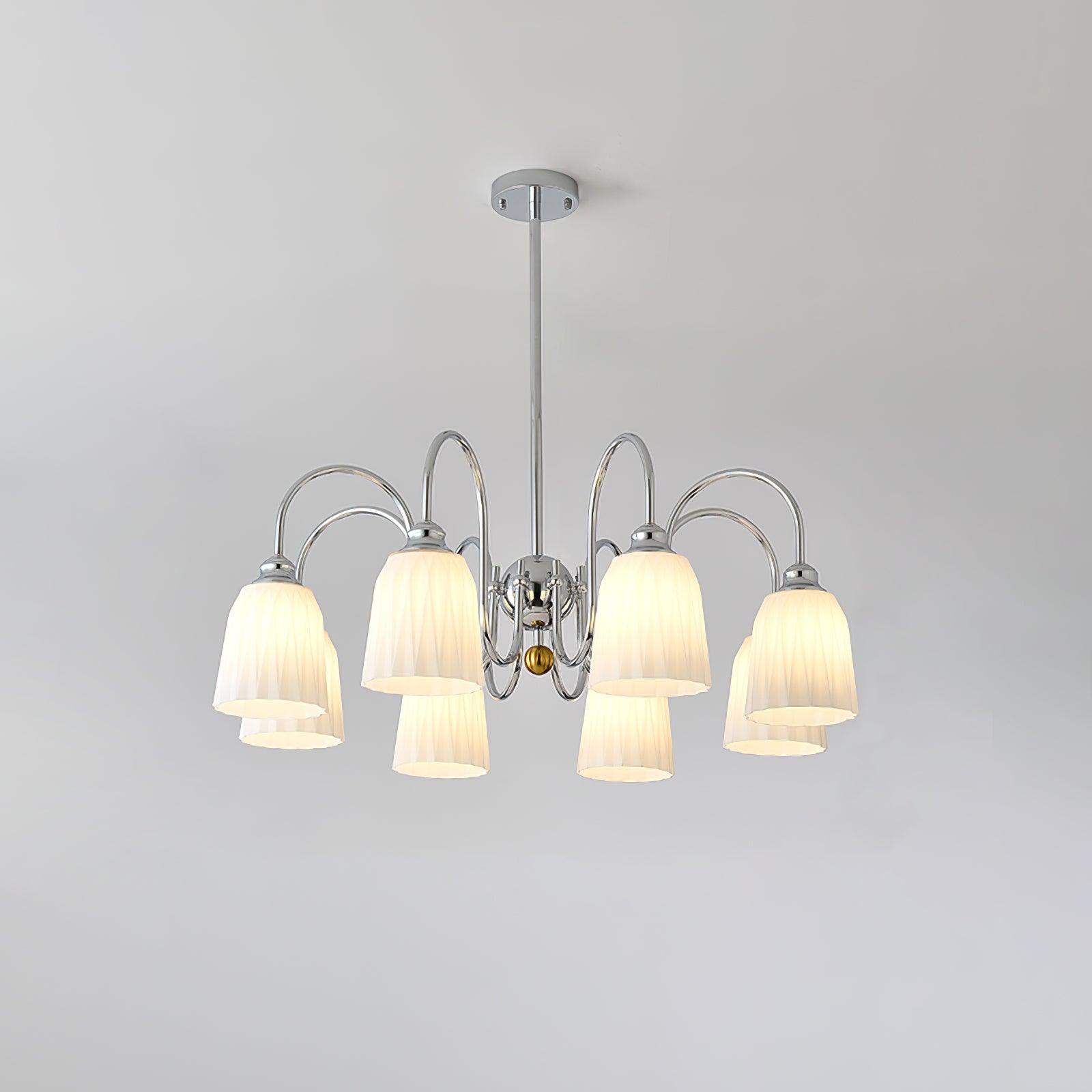 Bauhaus Style Pleated Chandelier - Modern Geometric Pendant Light for Dining Room, Living Room & Bedroom - Elegant Home Decor Lighting Fixture
