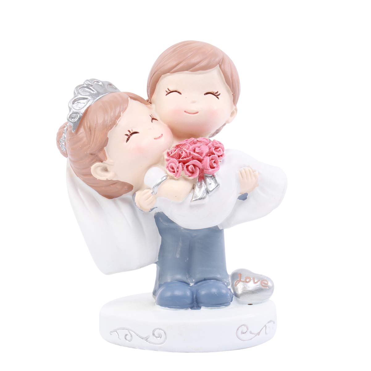 EXCEART Cartoon Couples Cake Topper - Resin Wedding Cake Decorations, Birthday Party Dessert Topper, Miniature Fairy Garden Ornament for Home Decor | Perfect for Wedding Cakes, Birthday Parties, Baby Showers & Home Decoration