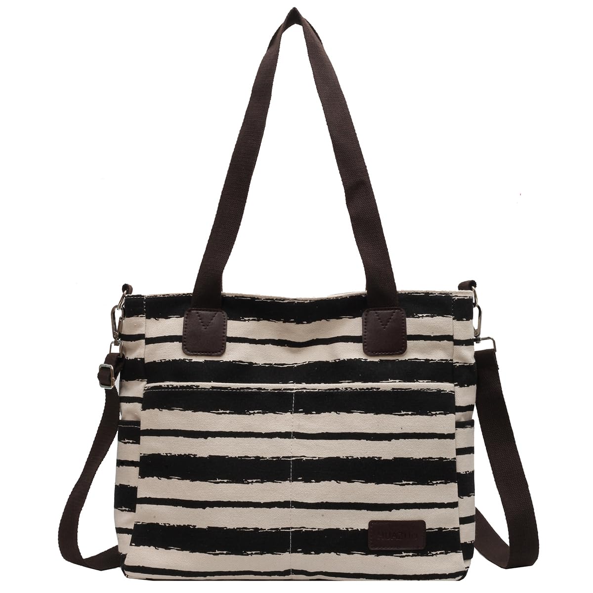 Stylish Canvas Tote Bag for Women & Men - Crossbody Shoulder Bag with Zipper & Multiple Pockets - Durable Messenger Satchel Purse for Work, Travel & Daily Use