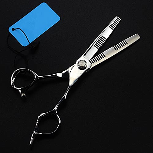 MRXFN Professional 6 Inch Barber Scissors - Japan 440C Stainless Steel Hair Cutting & Thinning Shears Set for Salon & Home Hairdressing | Sharp Silver Hairdressing Scissors for Stylists & DIY Haircuts