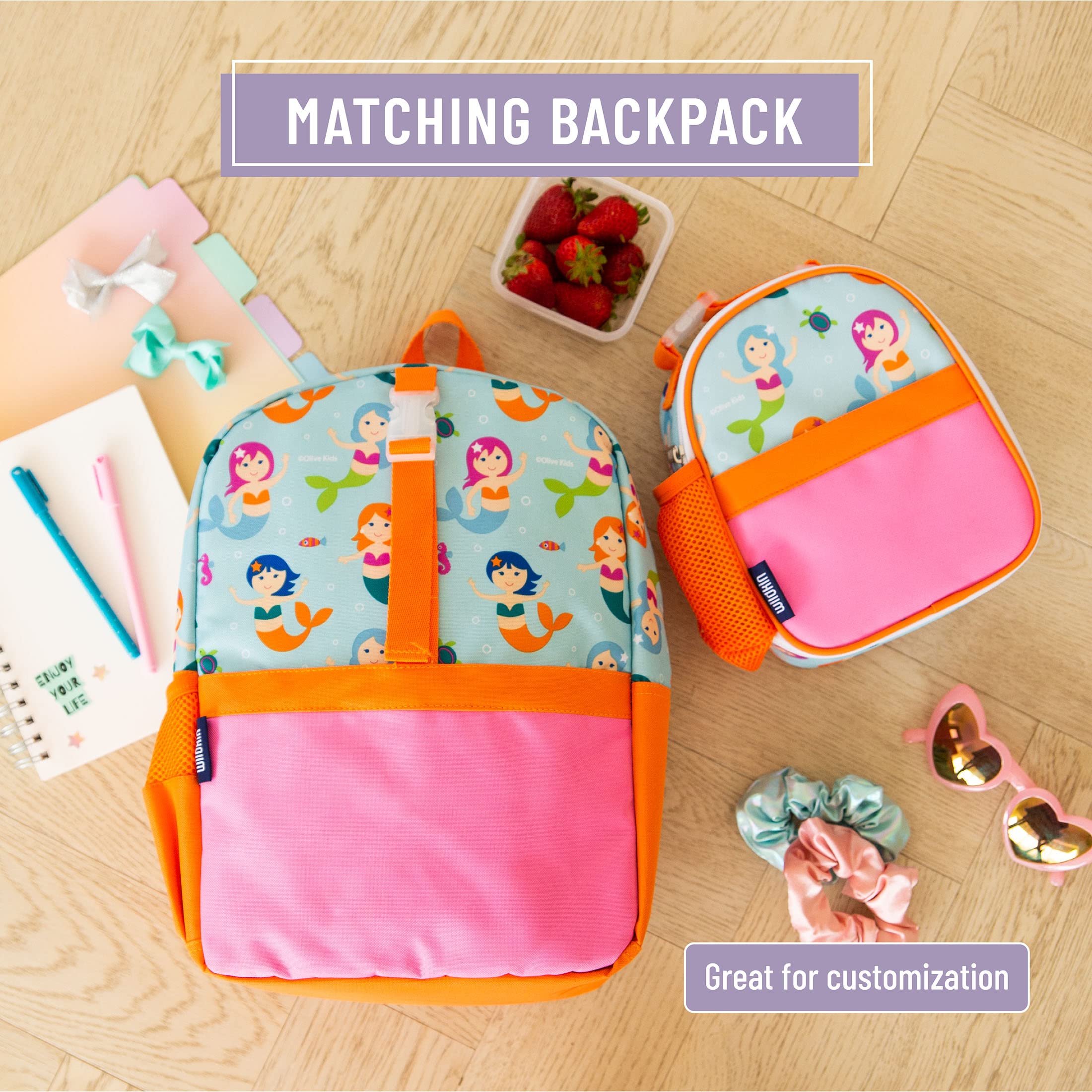 Wildkin Insulated Clip-in Kids Lunch Box - Leak Proof & Durable for School, Travel & Picnics - Mermaid Design for Girls - Perfect for Snacks, Sandwiches & Drinks