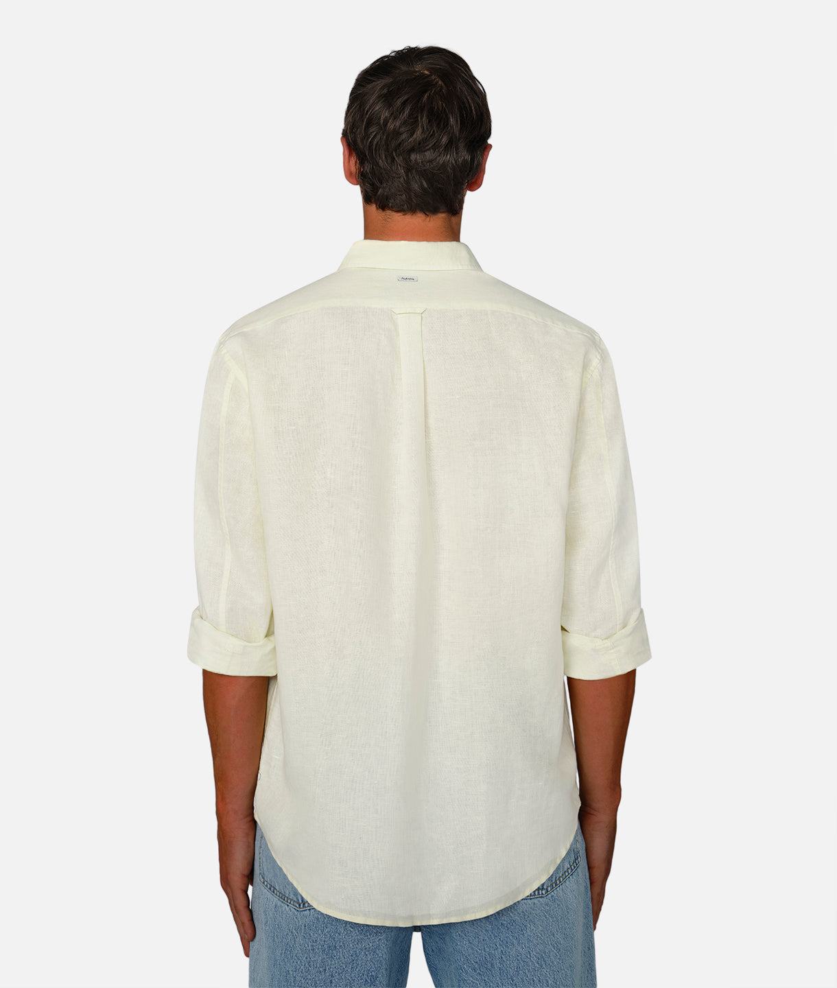 The Tennyson Linen Blend Long Sleeve Shirt in Custard - Breathable Comfort for Casual & Business Wear
