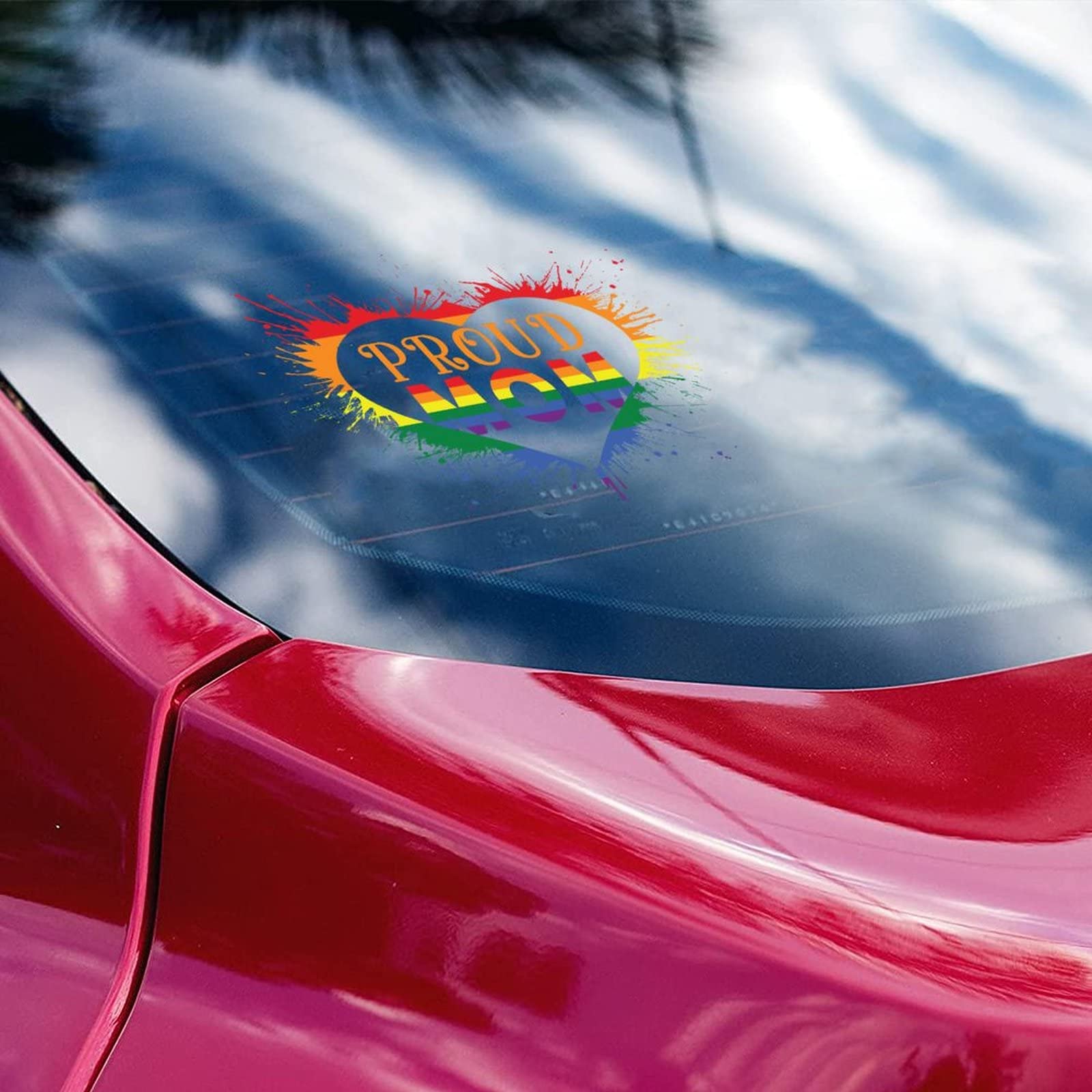 Proud Mom Rainbow Heart Car Decals - LGBTQ+ Pride Stickers for Cars, Bumpers, Windows & Laptops - Vinyl Equality Decals for Lesbian, Gay & LGBT Support - Show Your Pride at Parades, Work or School