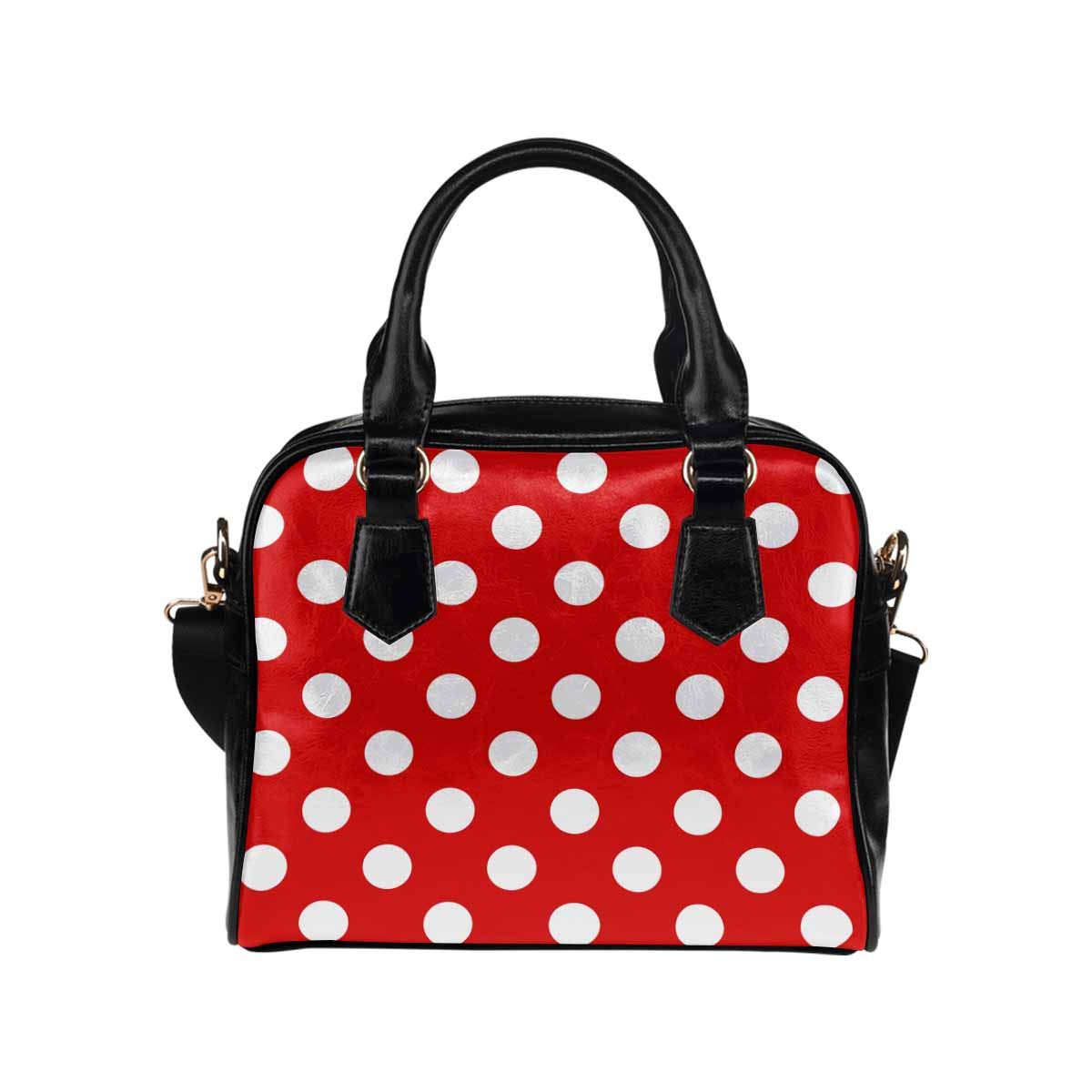 Vintage Polka Dots White and Red PU Leather Handbag for Women - Stylish Shoulder & Crossbody Purse - Perfect for Daily Use, Work, Parties & Travel