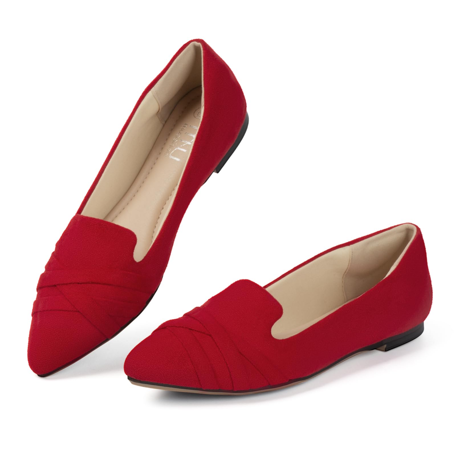 MUSSHOE Women's Pointed Toe Ballet Flats - Slip On Dressy Microfiber Comfortable Flats for Women | Perfect for Office, Parties & Everyday Wear