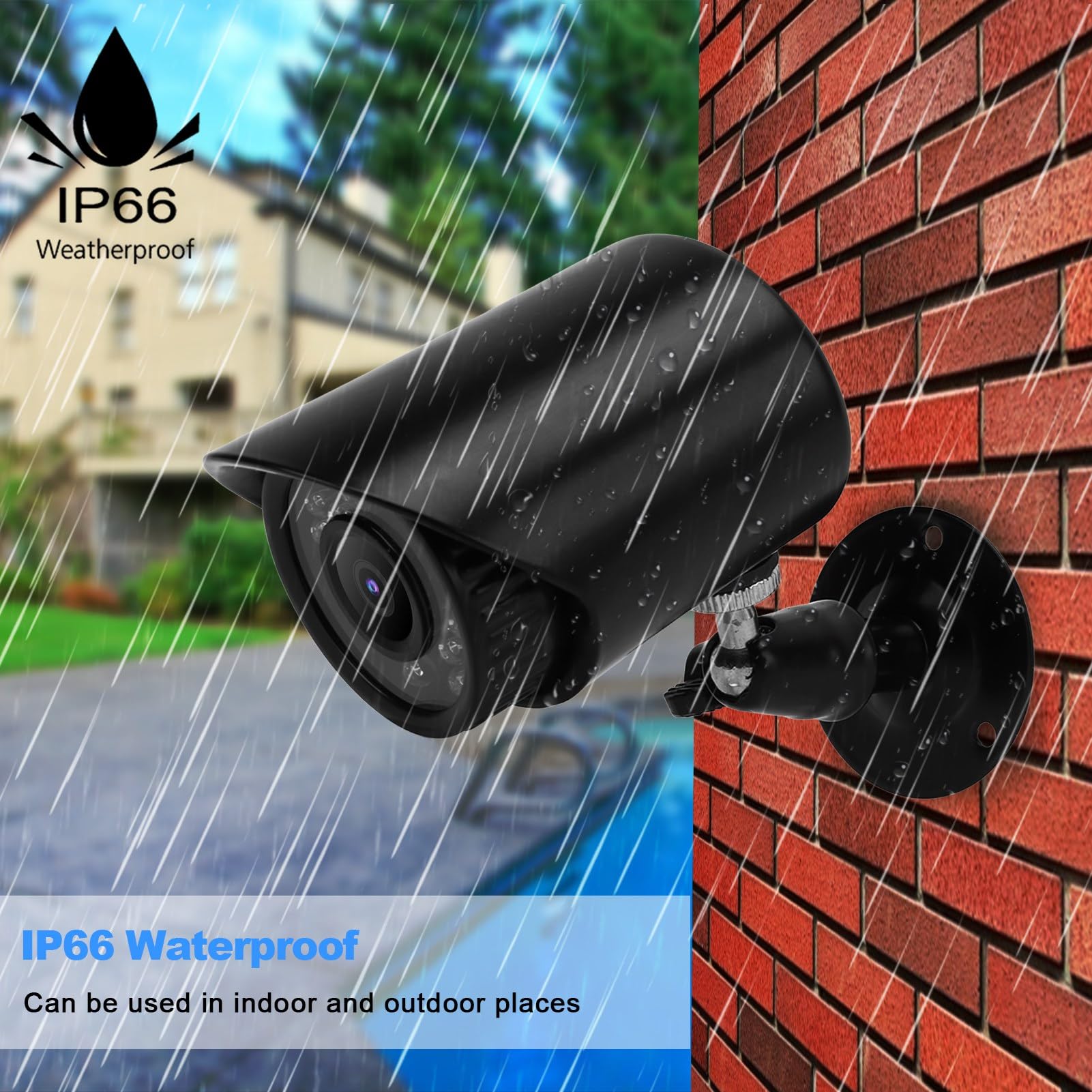 1080P Outdoor Security Camera with Night Vision - 3.6mm Lens, Infrared LED, IP66 Waterproof, 4-in-1 Home Surveillance System - Perfect for Backyard, Garage & Front Door Monitoring (NTSC)