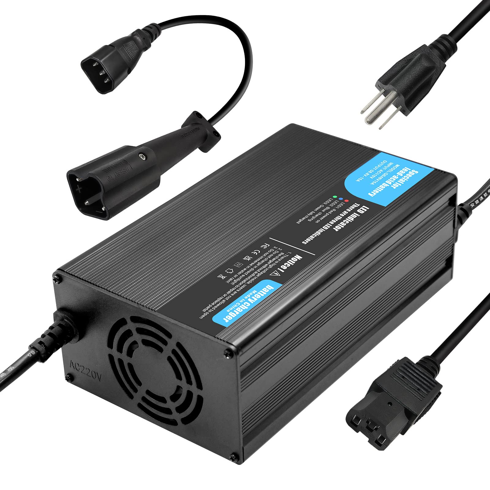 48V 36V 15A Lead Acid Battery Charger for Golf Cart, Electric Bike & Scooter - Compatible with ClubCar DS, PowerDrive, EZGO, Yamaha - Perfect for Home, RV & Outdoor Charging