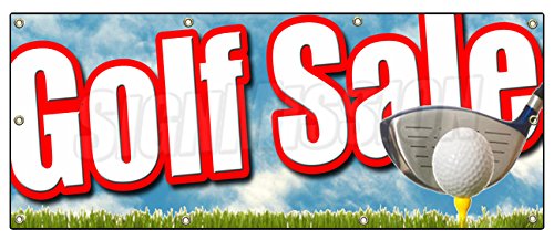 36x96 Inch Golf Sale Banner Sign - Custom Golf Shop Signs, Pro Ball Club & Golfer Bags - Perfect for Golf Tournaments, Pro Shops & Driving Ranges