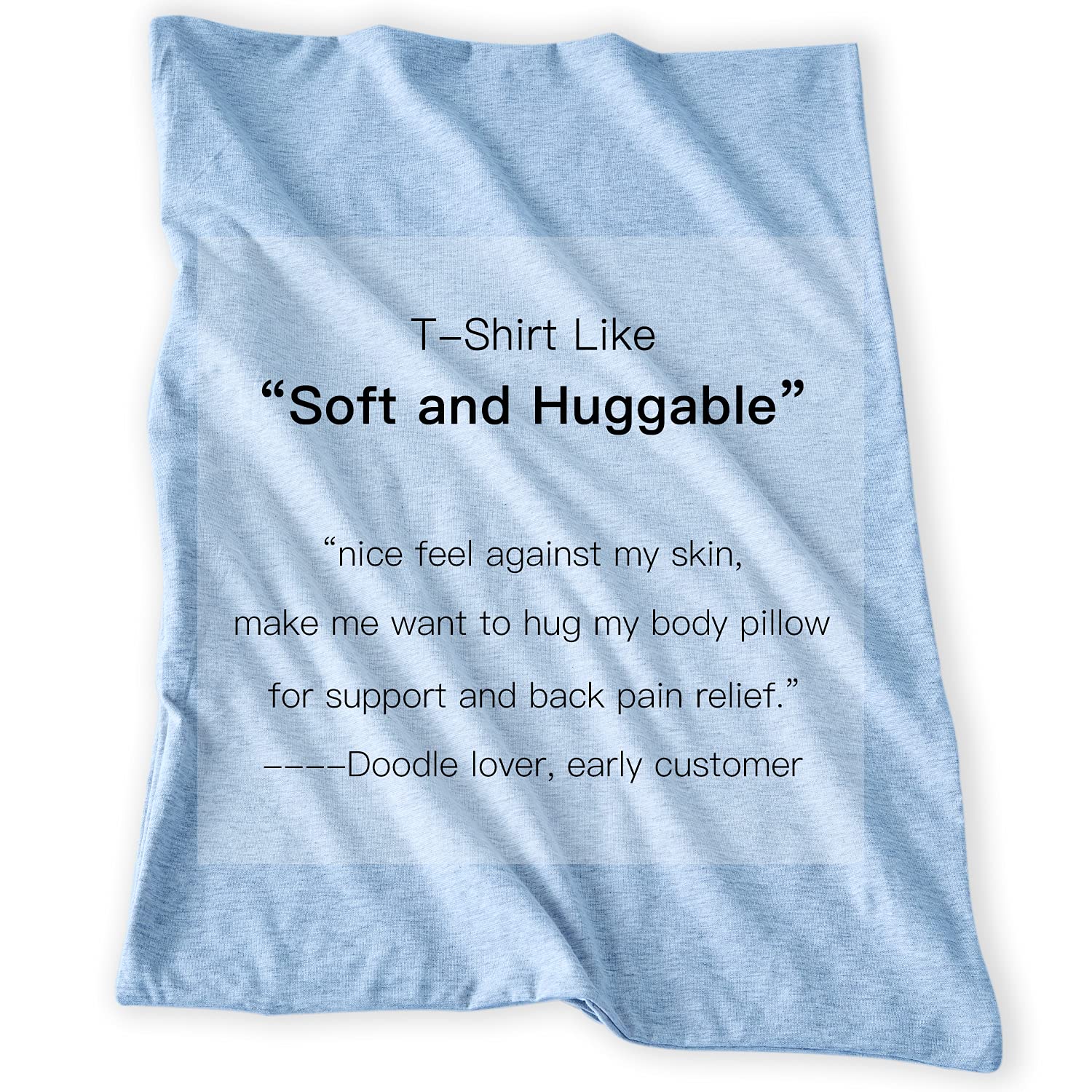 20x54 Inch Pure Cotton Body Pillow Cover - Soft Jersey Zippered Pillowcase, Hypoallergenic & Breathable - Light Blue - Perfect for Pregnancy, Nursing, Back Support & Lounge Comfort