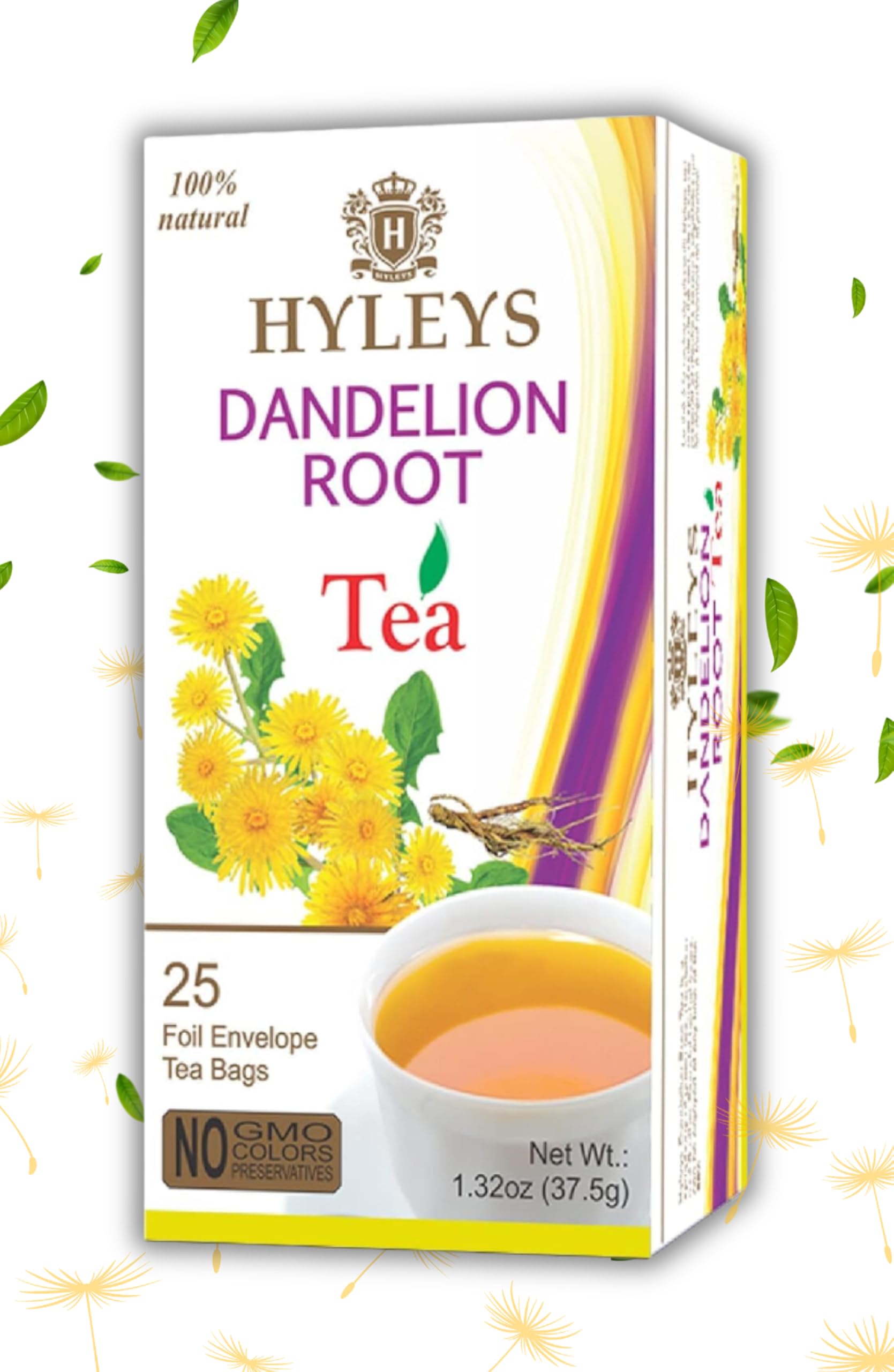 Hyleys Organic Dandelion Root & Green Tea with Milk Thistle & Licorice Root - Herbal Detox Tea Blend for Liver Cleanse & Digestion Support - 25 Tea Bags (12 Pack, 300 Tea Bags Total) - Perfect for Morning Detox, Afternoon Energy Boost & Evening Relaxation