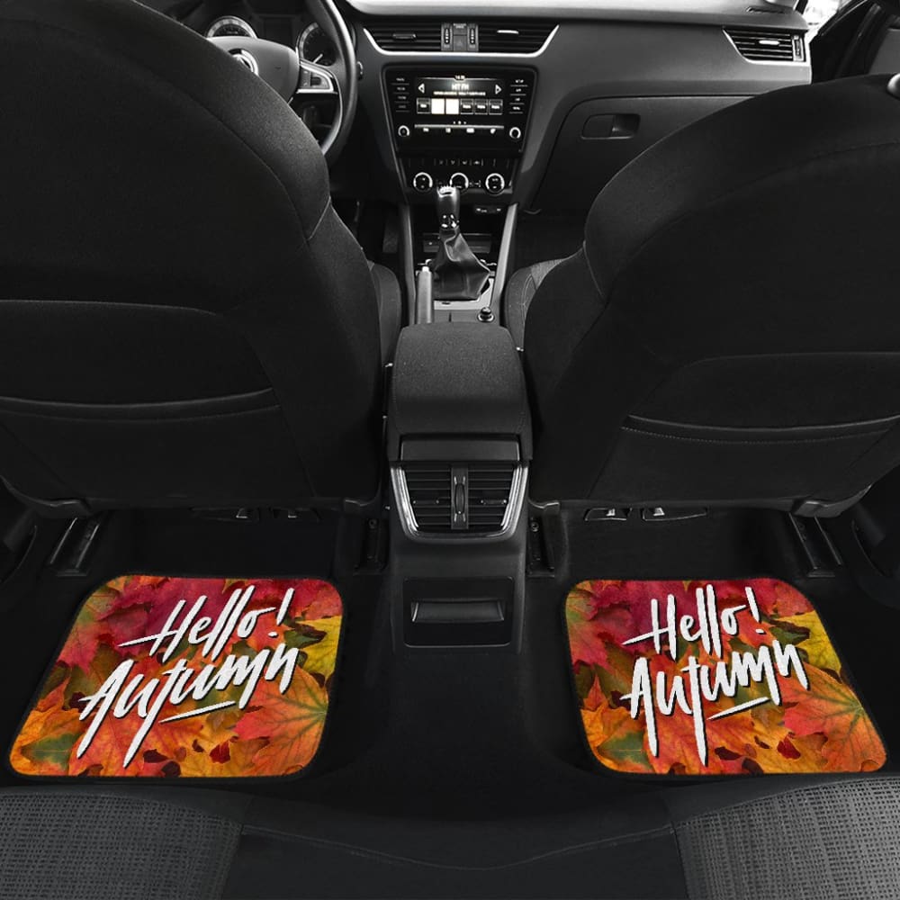 Premium Hello Autumn Quote Car Floor Mats - All-Weather Protection for Fall Season | Perfect for SUVs, Sedans & Trucks