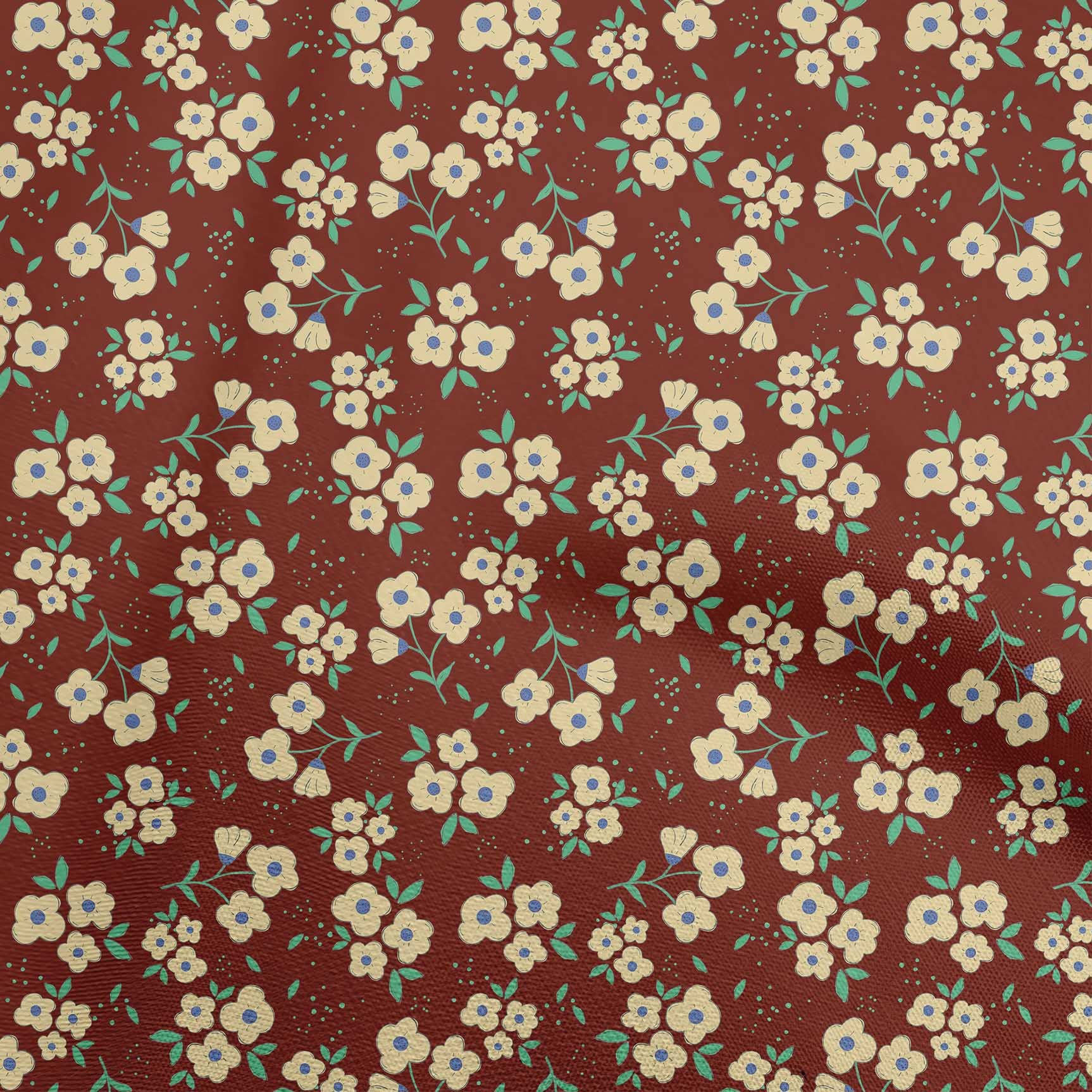 oneOone Cotton Jersey Maroon Floral Print Fabric for Kids - 58 Inch Wide DIY Sewing Material by The Yard | Perfect for Children's Clothing, Quilting & Craft Projects