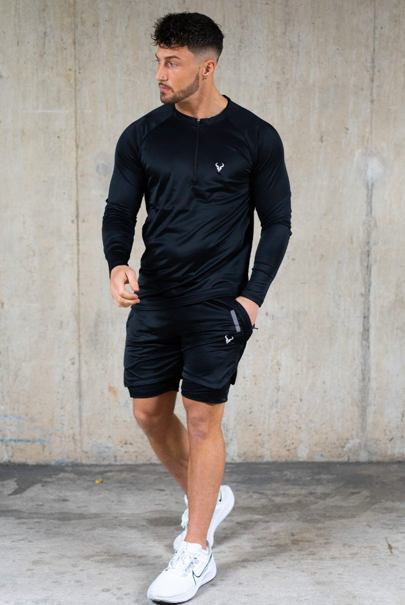 Cerus Black Proctor 1/4 Zip Pullover Sweatshirt - Men's Lightweight Quarter Zip Fleece Jacket for Running, Hiking & Outdoor Activities