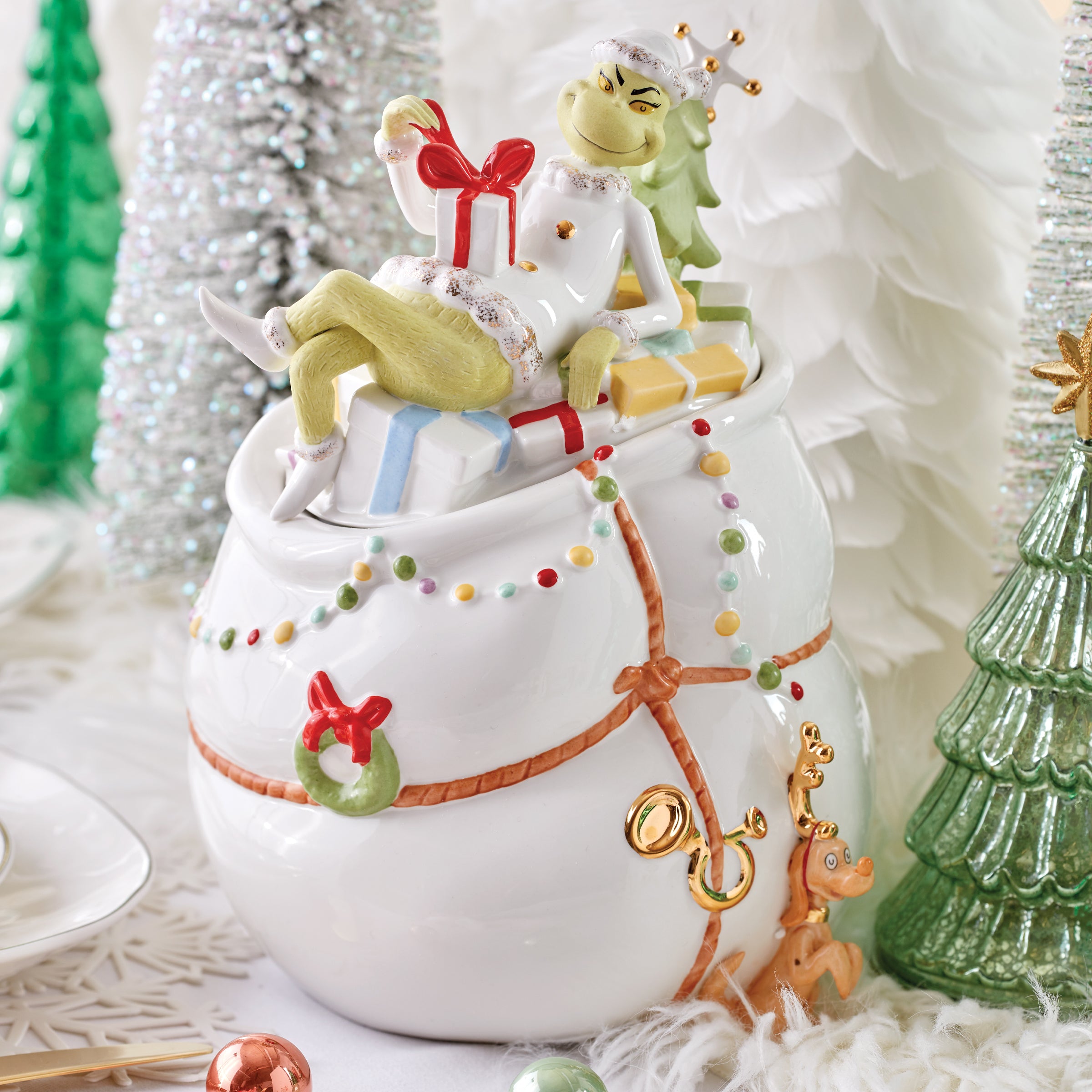 Merry Grinchmas Cookie Jar - Festive Holiday Cookie Storage - Perfect for Christmas Baking, Cookie Exchange Parties & Kitchen Decor