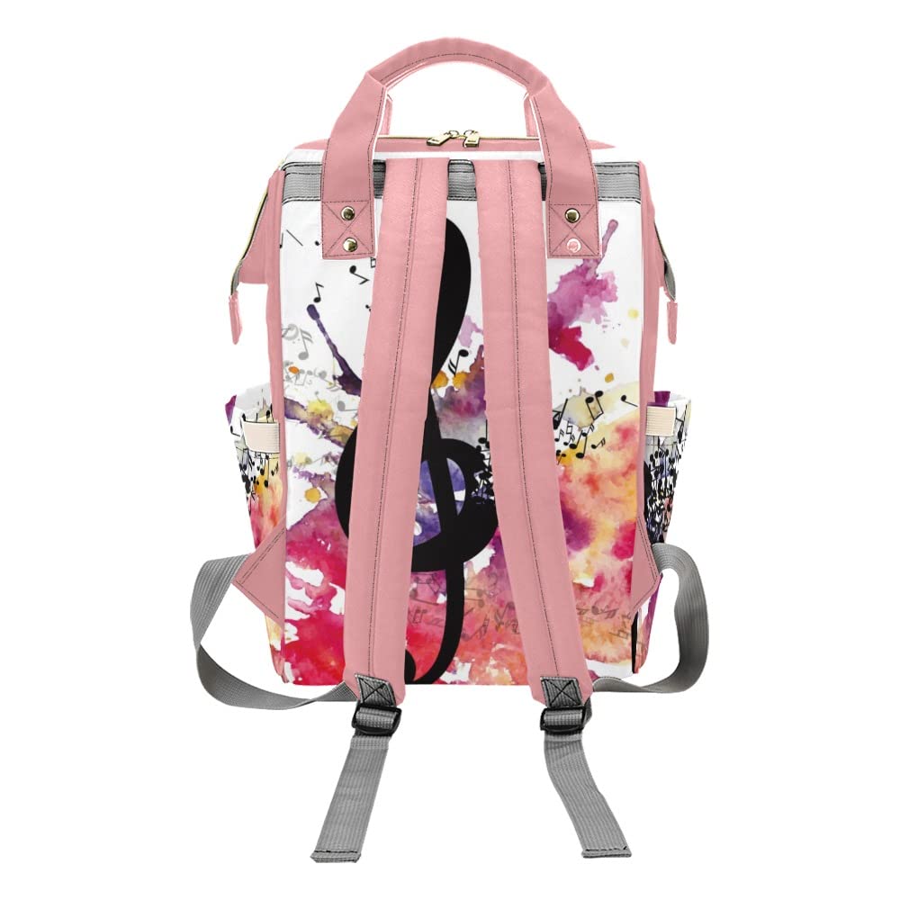 Personalized Diaper Bag with Music Notes & Clef Design - Custom Waterproof Nursing Tote & Maternity Backpack for Moms - Perfect for Travel, Outdoor & Everyday Use