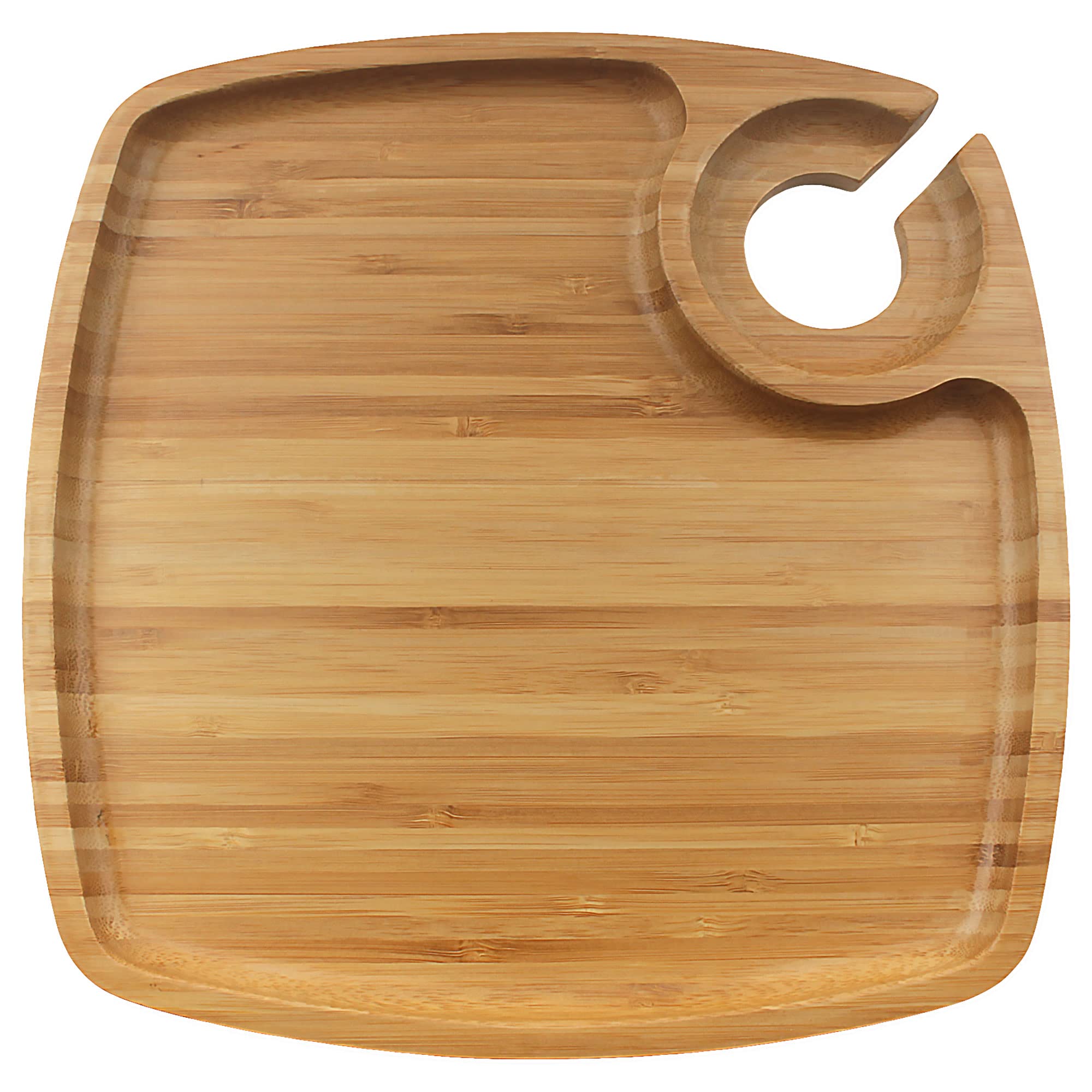 BambooMN 10x10 Inch Square Reusable Bamboo Plates & Wine Glass Holders - Eco-Friendly Dinnerware Set for Catering, Parties, Weddings & Home Use (30-Piece) - Perfect for Outdoor Picnics, BBQs & Sustainable Dining