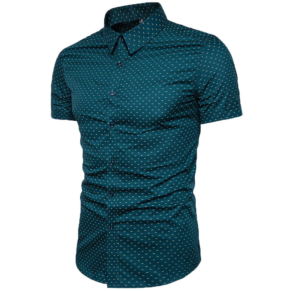 MUSE FATH Men's Printed Dress Shirt - 100% Cotton Casual Short Sleeve Button Down Shirt for Office, Party & Summer Wear | Regular Fit Comfortable Business Casual Shirt for Men