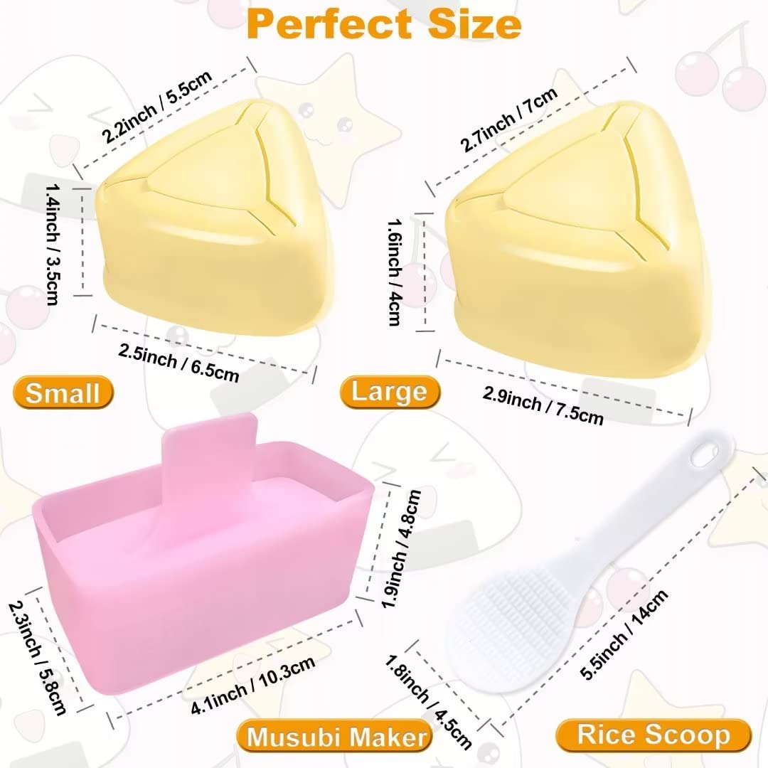 3-Pack Onigiri Mold Set - Triangle Rice Ball & Musubi Maker Kit for Sushi, Bento & DIY - Perfect for Kids Lunch, Home Cooking & Japanese Cuisine